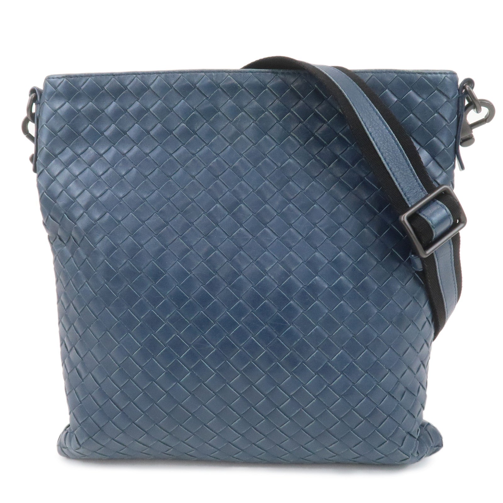 BOTTEGA VENETA Hobo Intrecciato Leather Shoulder Bag Navy 276357