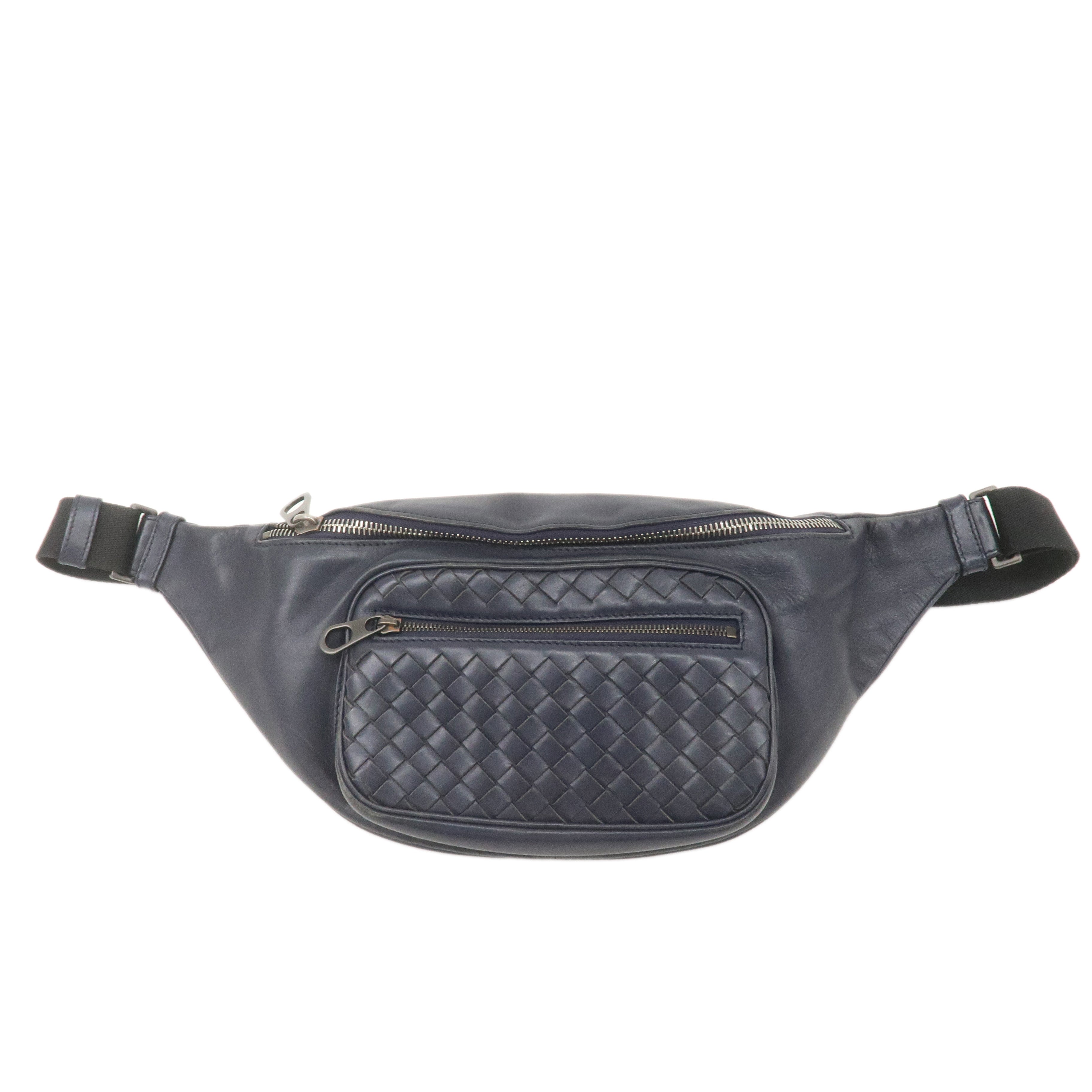 BOTTEGA VENTETA Intrecciato Leather Waist Bag Navy 22310