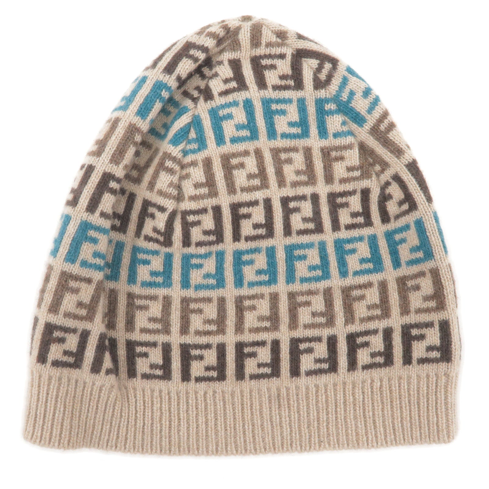 FENDI-Zucchino-Wool-Rayon-Nylon-Cashmere-Knit-Kid-Beanie-Brown	