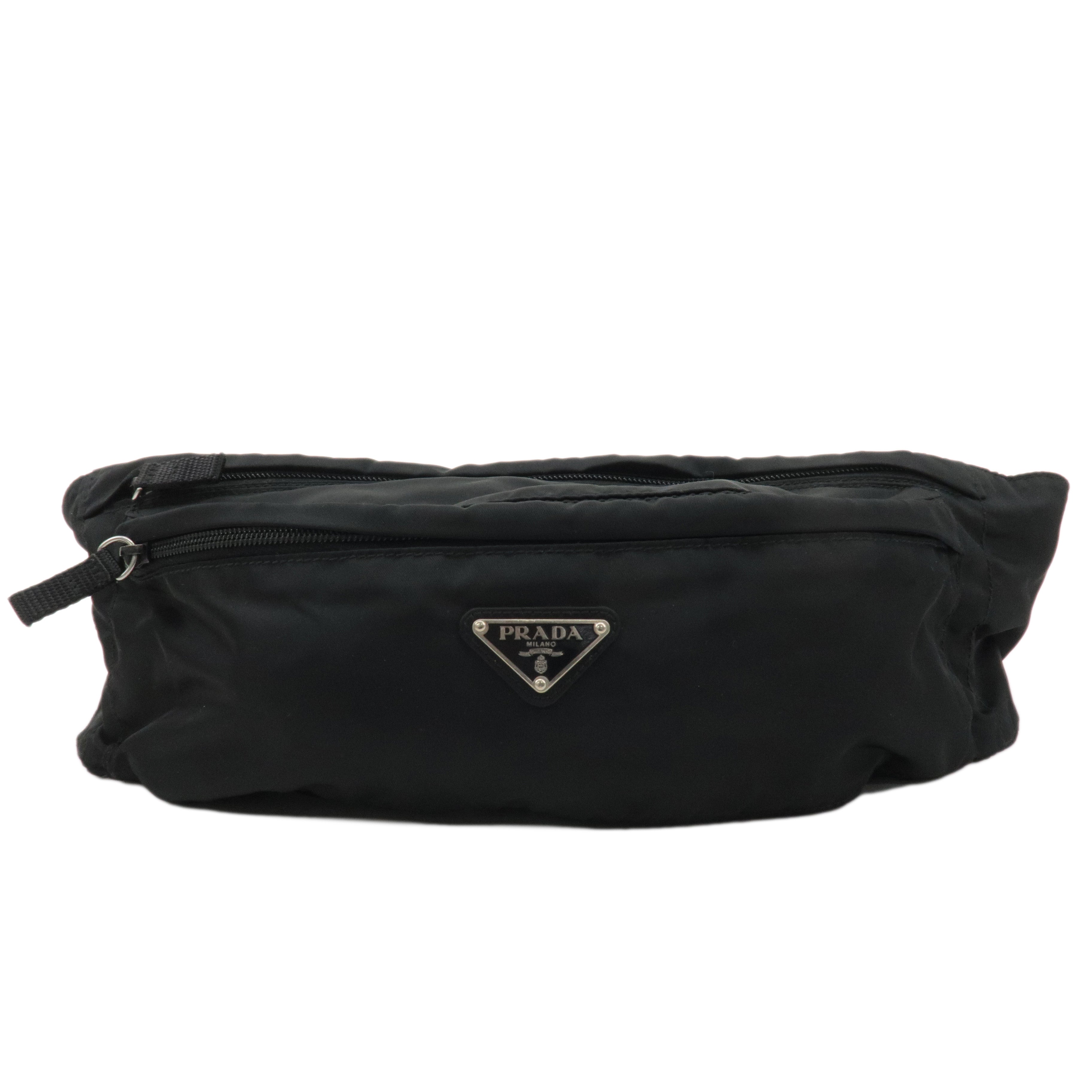 PRADA Logo Nylon Waist Bag Waist Pouch Black 2VL034