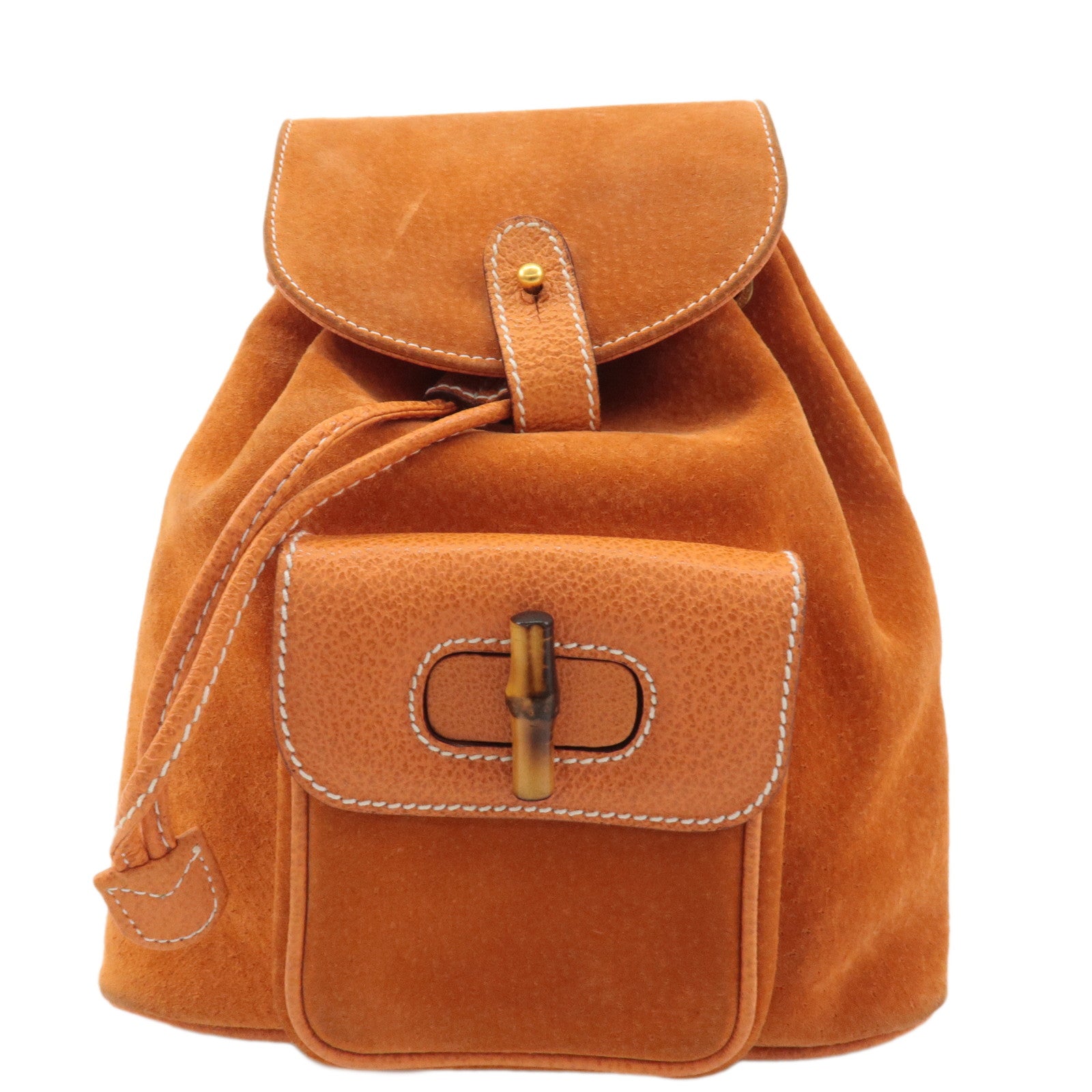 GUCCI-Bamboo-Suede-Back-Pack-Orange-003･2058･0030