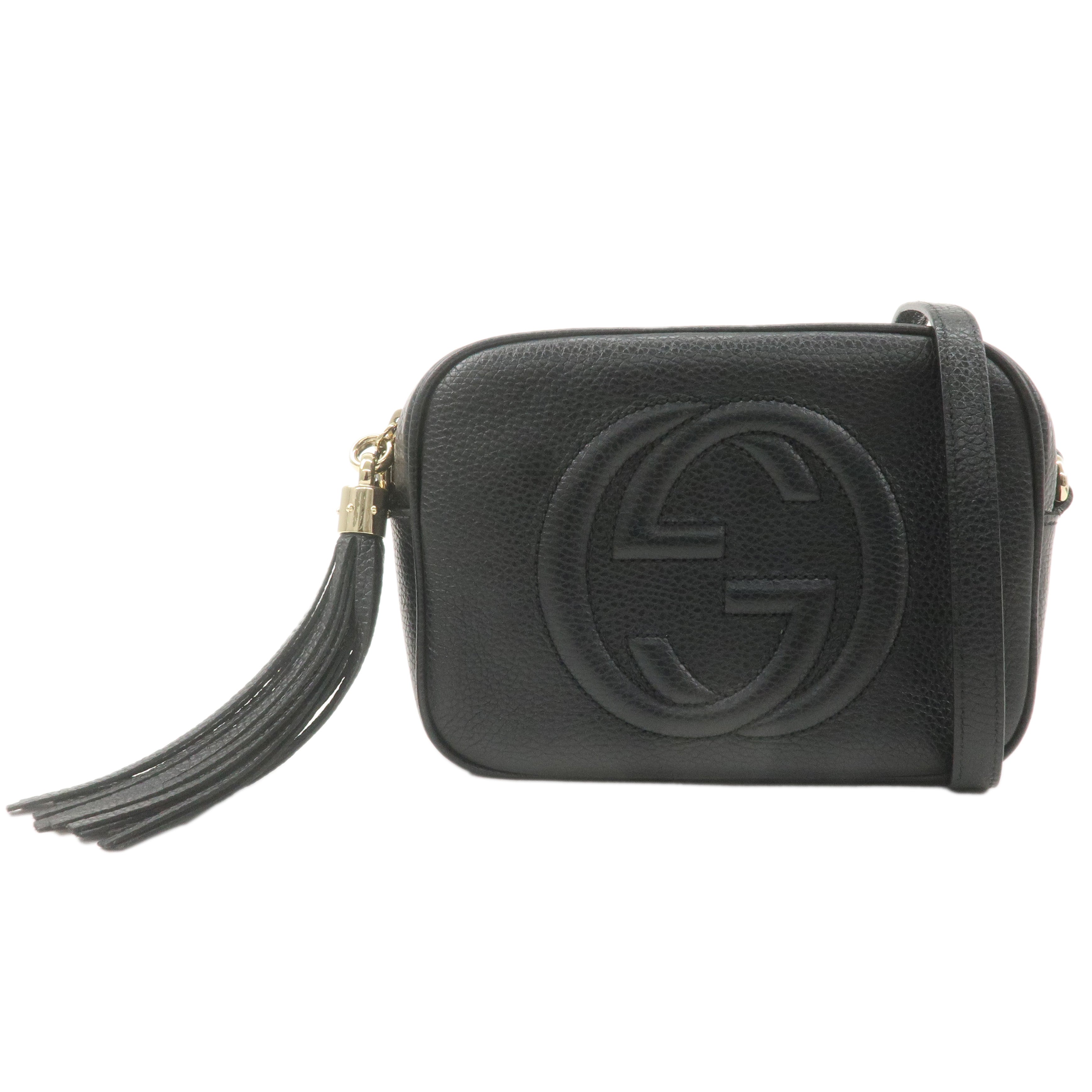 GUCCI SOHO Small Disco Leather Shoulder Bag Black 308364