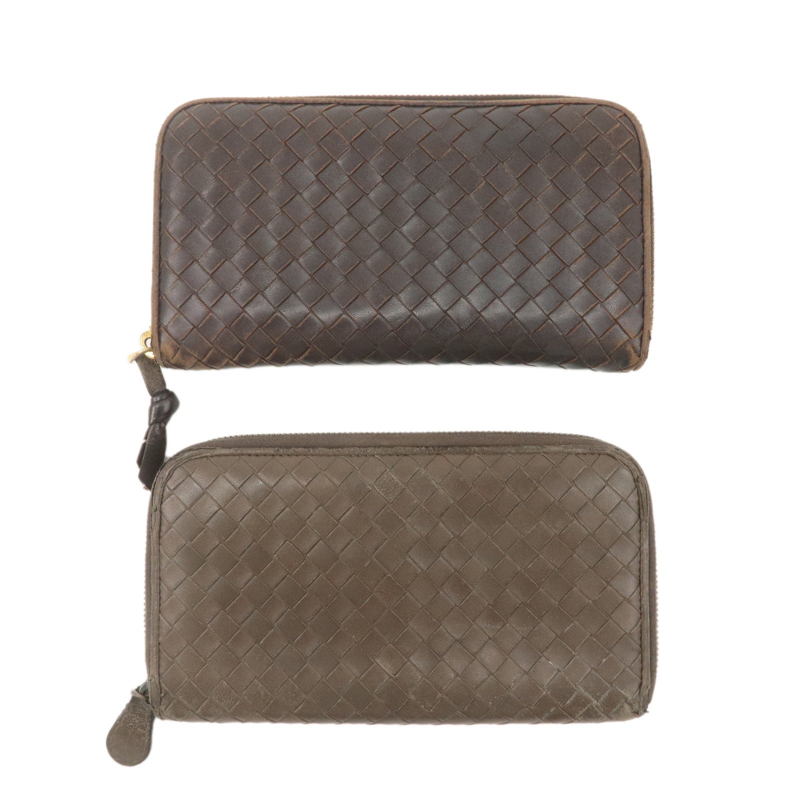 BOTTEGA VENETA Set of 2 Intrecciato Leather Long Wallet 114076