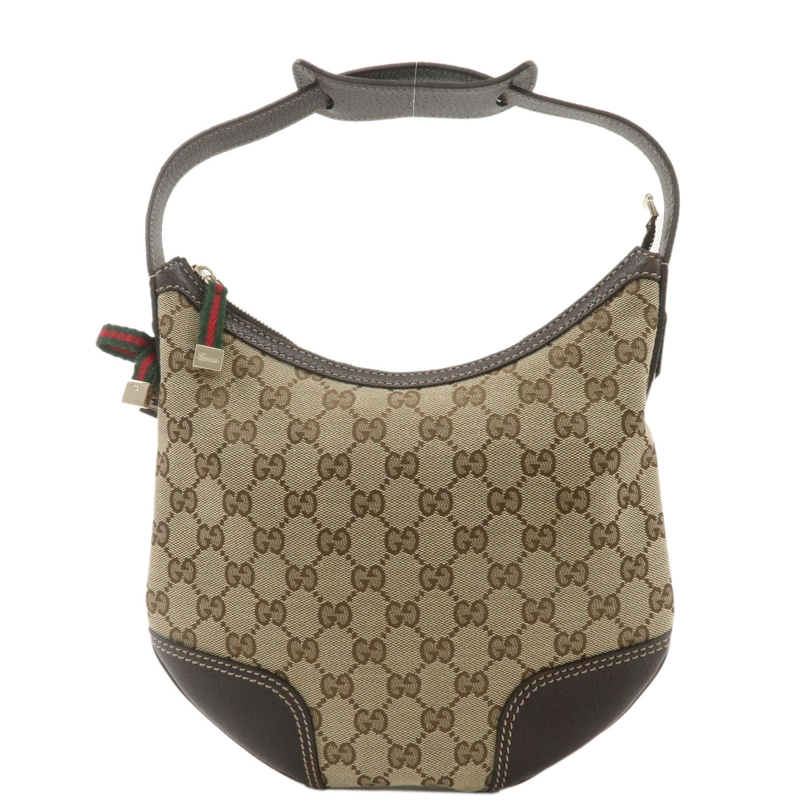 GUCCI-Princy-GG-Canvas-Leather-Shoulder-Bag-Beige-Brown-162895