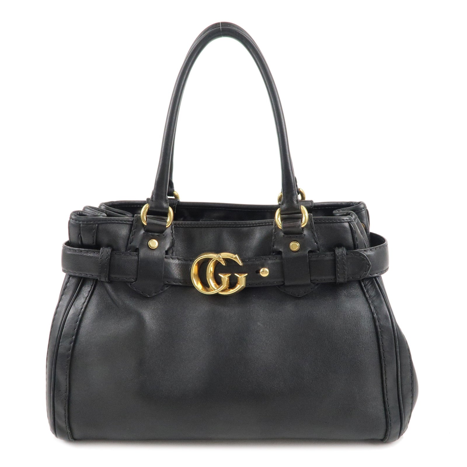 GUCCI GG Running Leather Tote Bag Hand Bag Black 247183