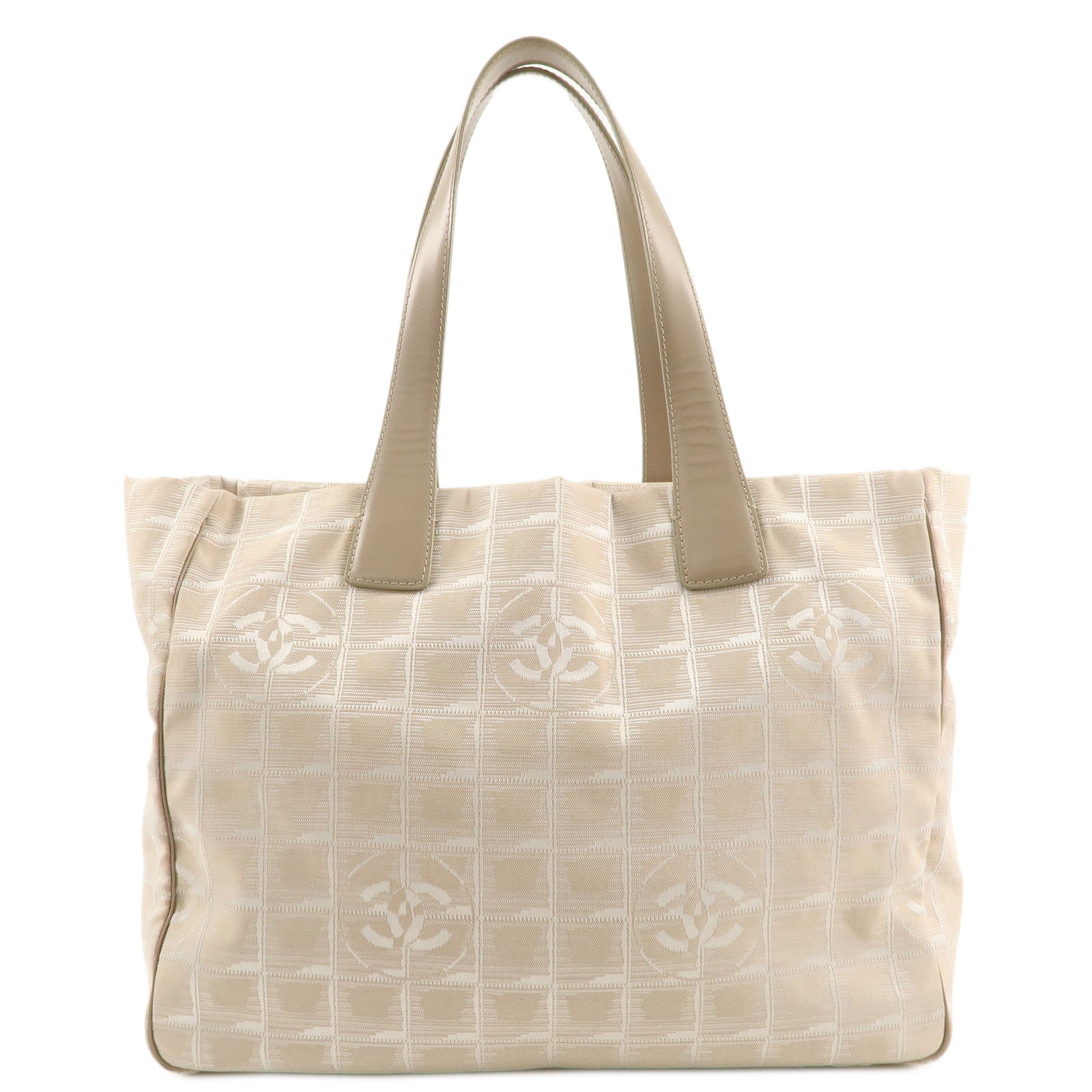 CHANEL-New-Travel-Line-Nylon-Jacquard-Leather-Bag-Beige-A15991