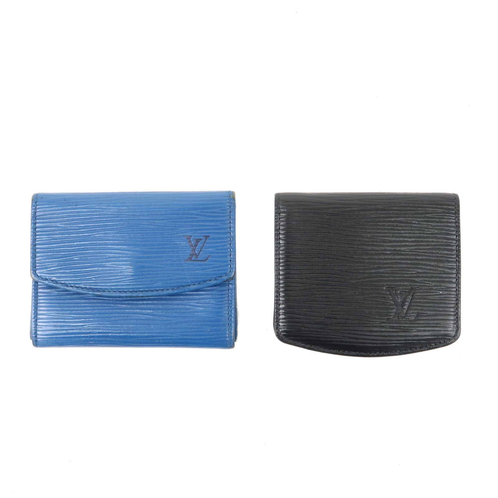 Louis Vuitton Epi Set of 2 Coin Case Blue Black M63415 M63702