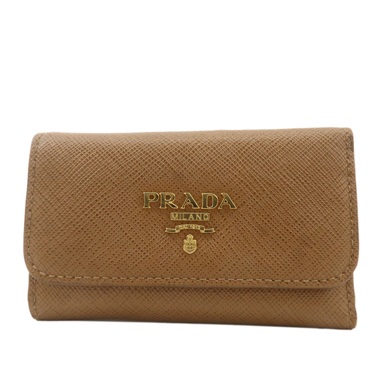 PRADA-Leather-6-Key-Case-Key-Holder-Brown-1PG222