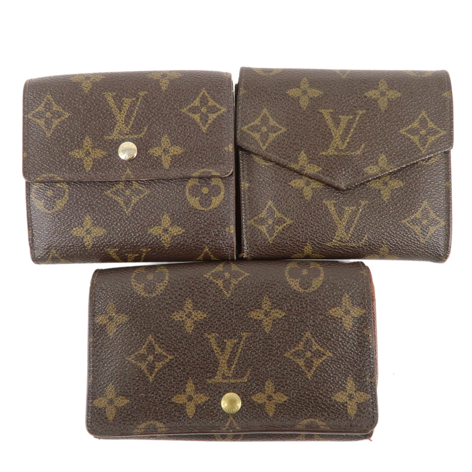 Louis-Vuitton-Set-of-3-Monogram-Wallet-Brown-M61654-M61660-M61730