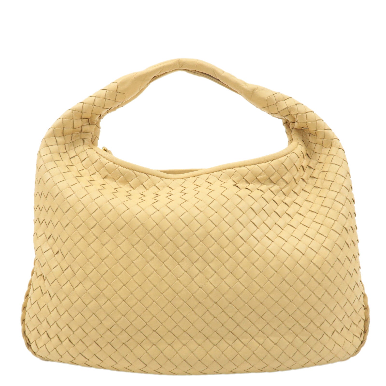 BOTTEGA VENETA Hobo Intrecciato Leather Shoulder Bag Cream 115653