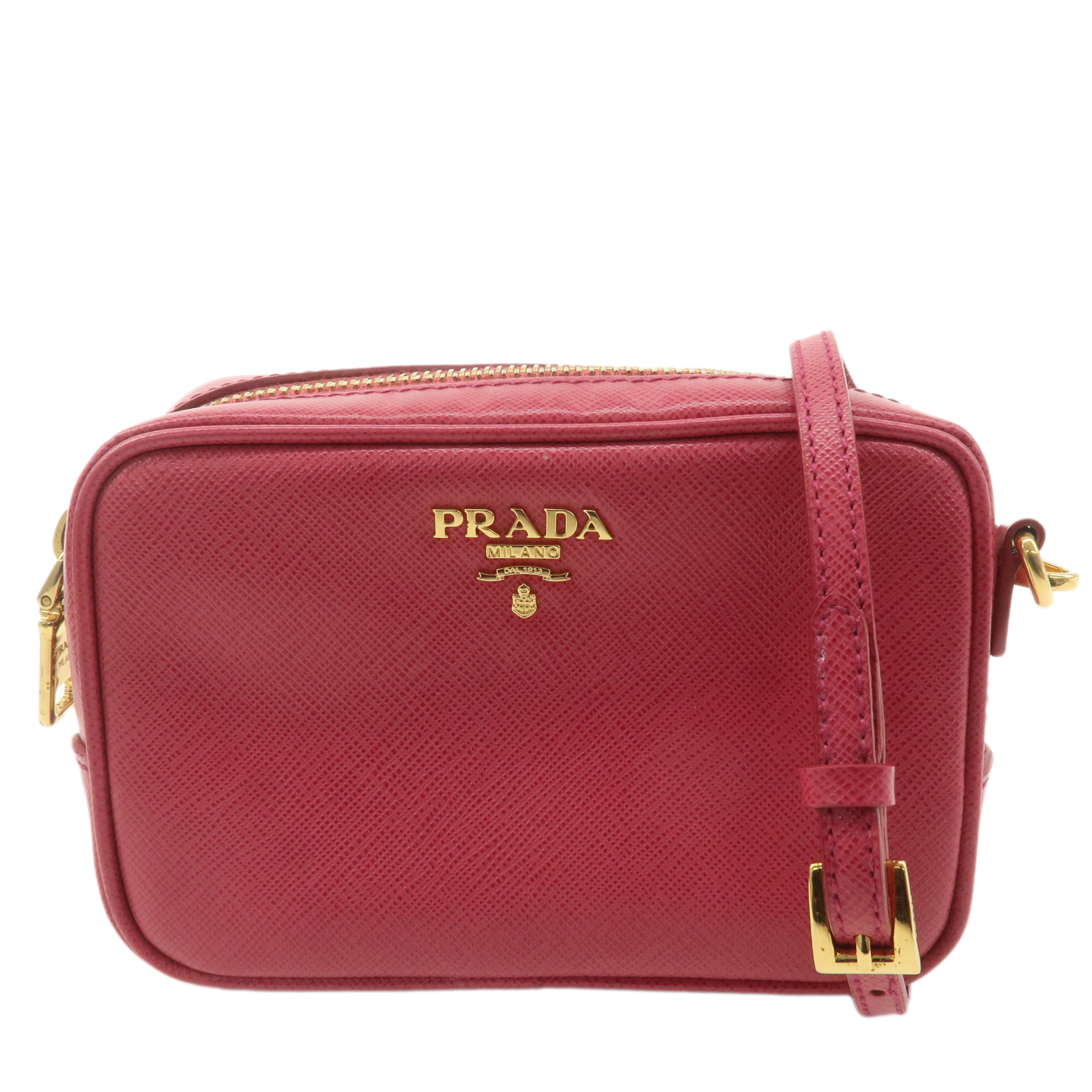 PRADA Logo Leather Crossbody Shoulder Bag Pink 1N1674