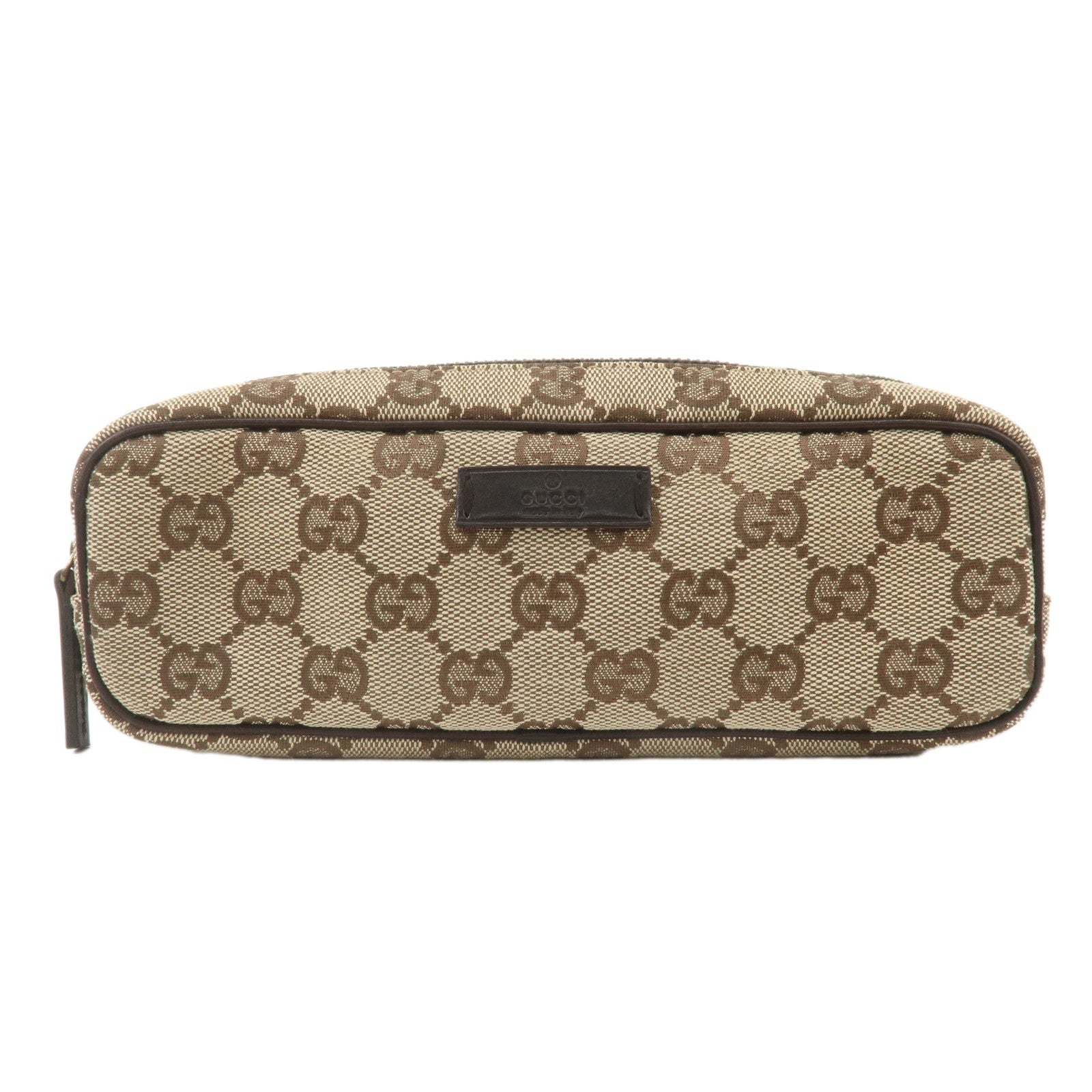 GUCCI-GG-Canvas-Leather-Pouch-Beige-Brown-106648-Used-F/