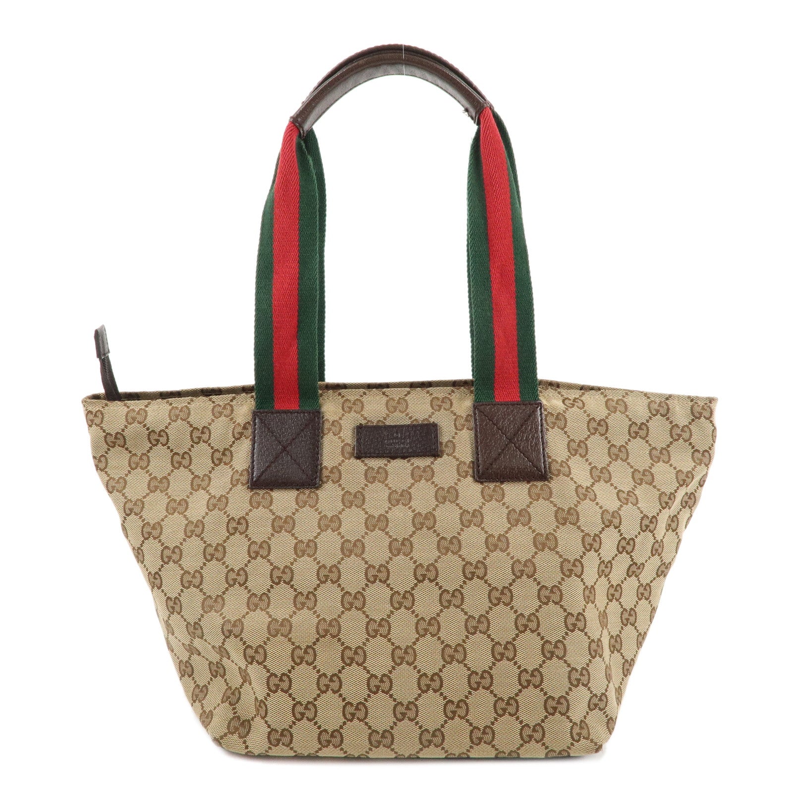 GUCCI Sherry GG Canvas Leather Tote Bag Beige Brown 131230