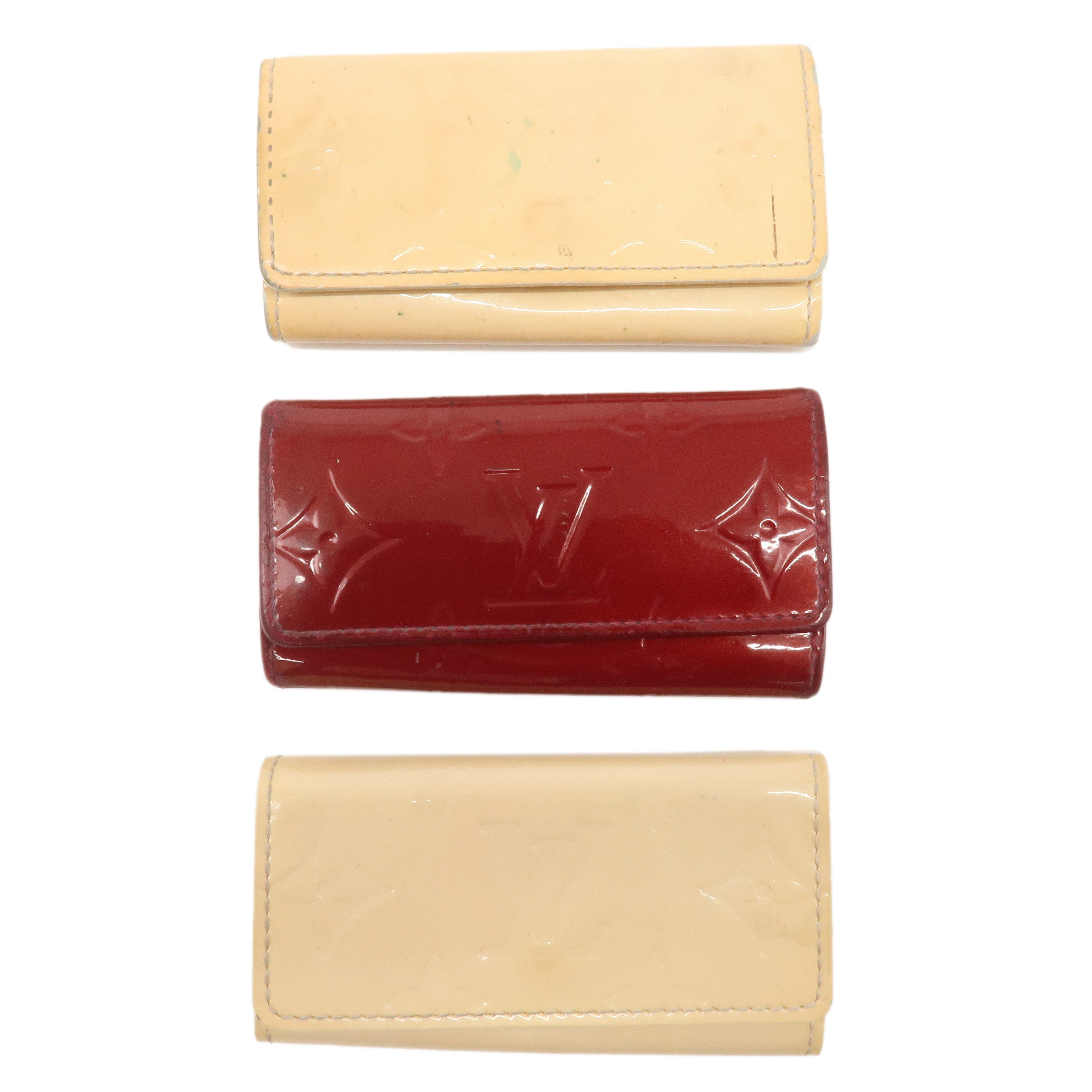 Louis Vuitton Set of 3 Vernis Multicles 4 Key Case Red Beige