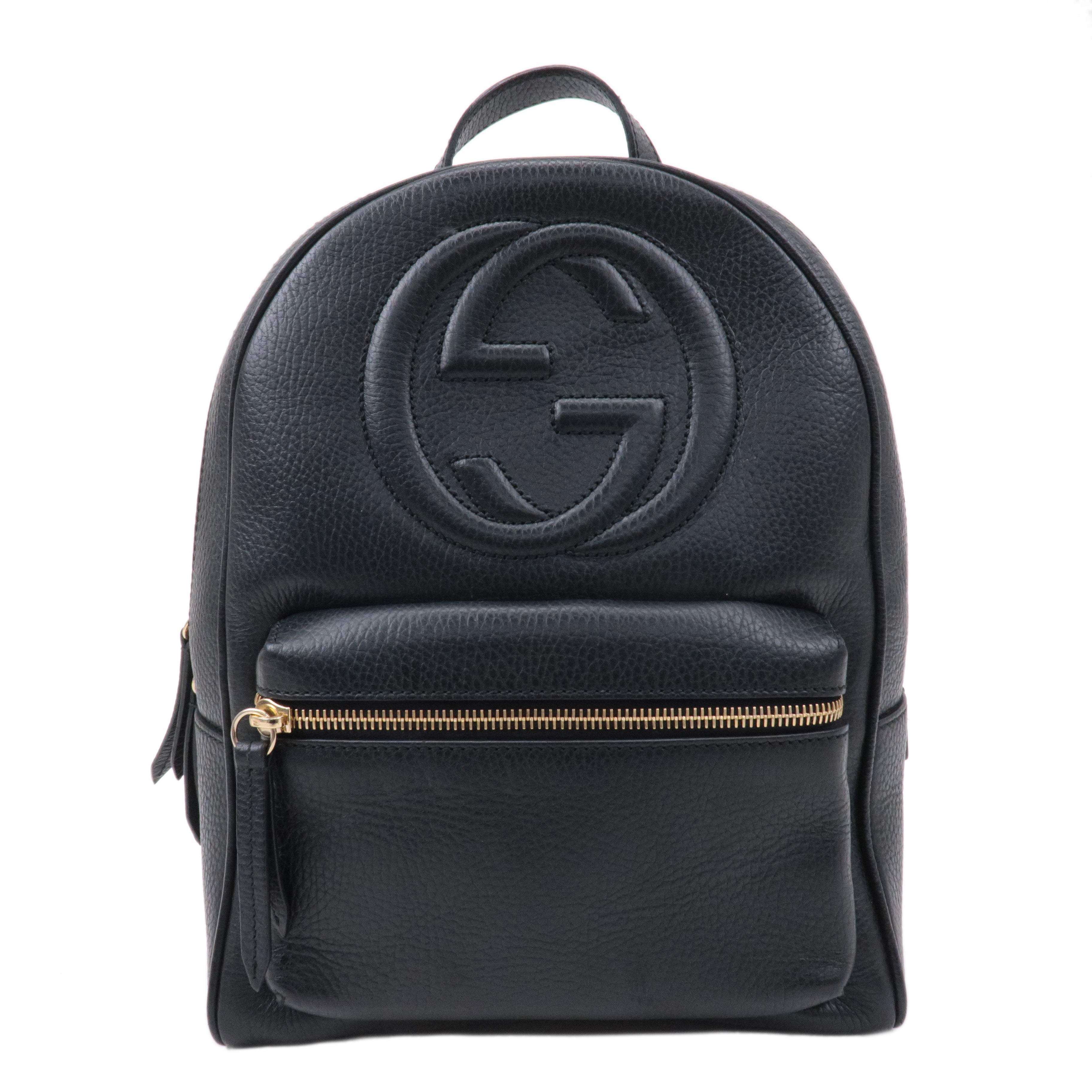 GUCCI SOHO Interlocking Leather Back Pack Ruck Sack Black 536192