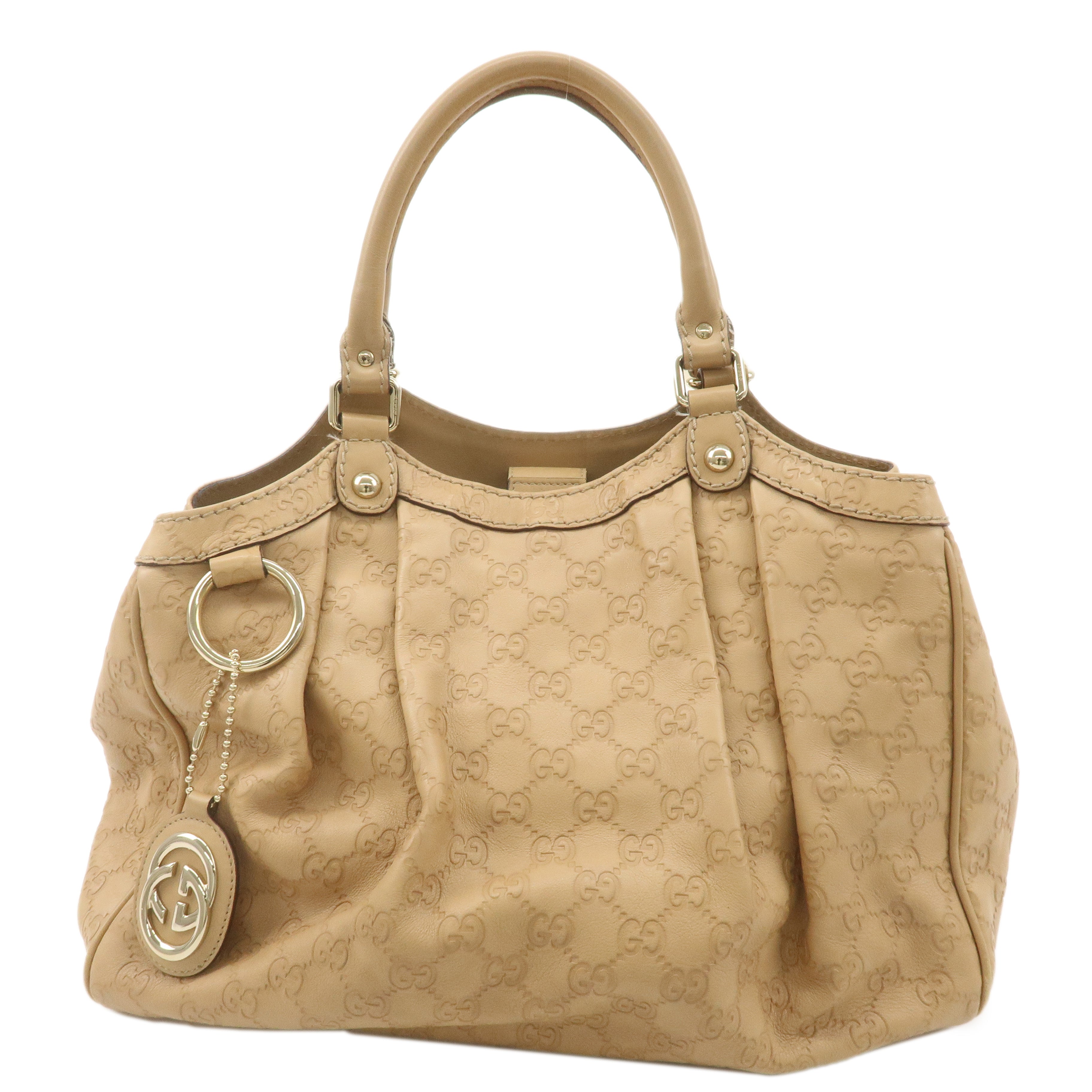 GUCCI Guccissima Leather Hand Bag Beige 211944