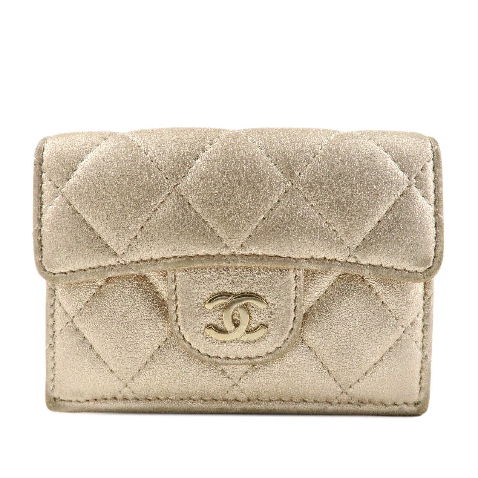 CHANEL-Matelasse-Lamb-Skin-Classic-Small-Flap-Wallet-AP0230