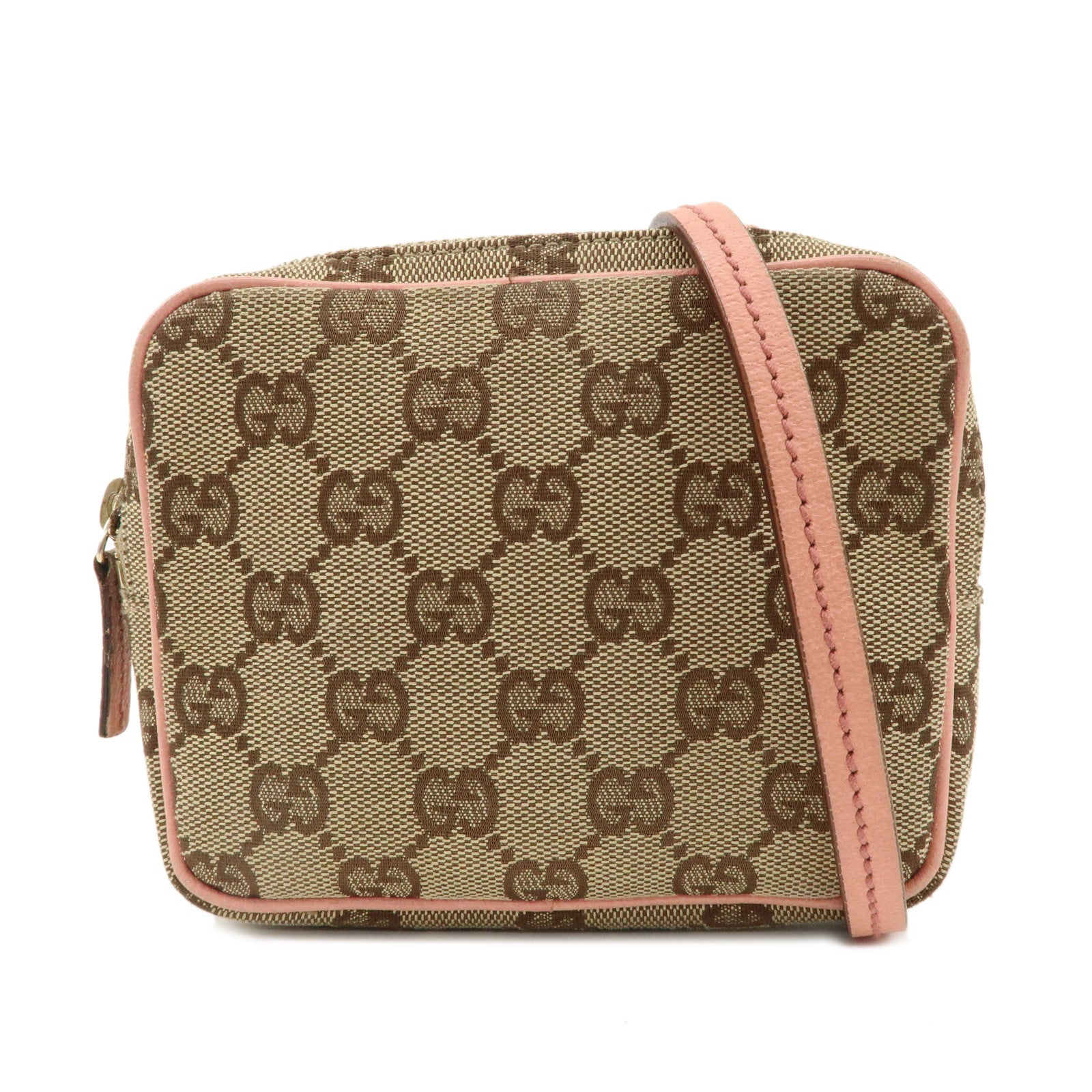 GUCCI-GG-Canvas-Leather-Small-Shoulder-Bag-Beige-Pink-120975