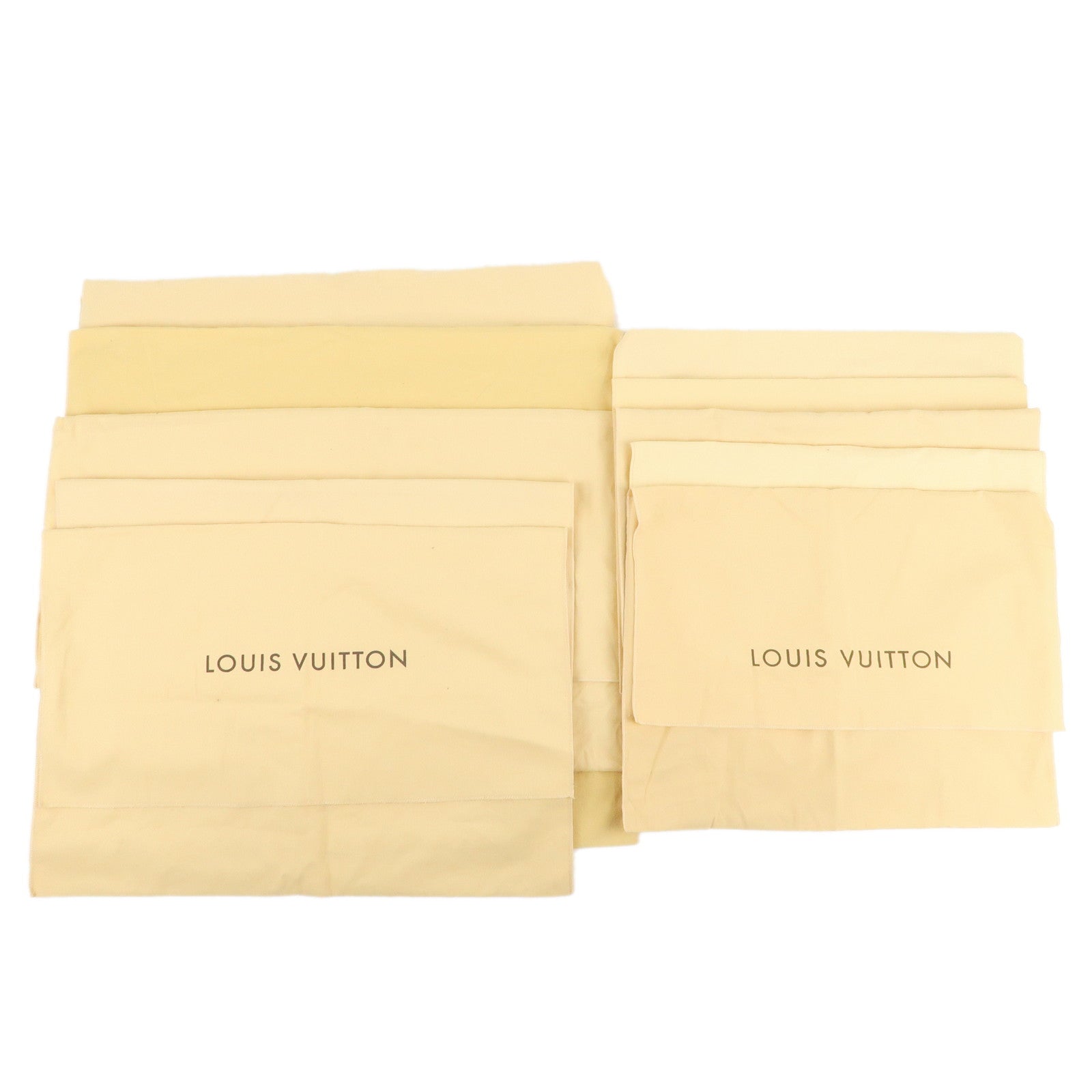 Louis-Vuitton-Set-of-10-Storage-Bag-Dust-Bag-Flap-Type-Beige