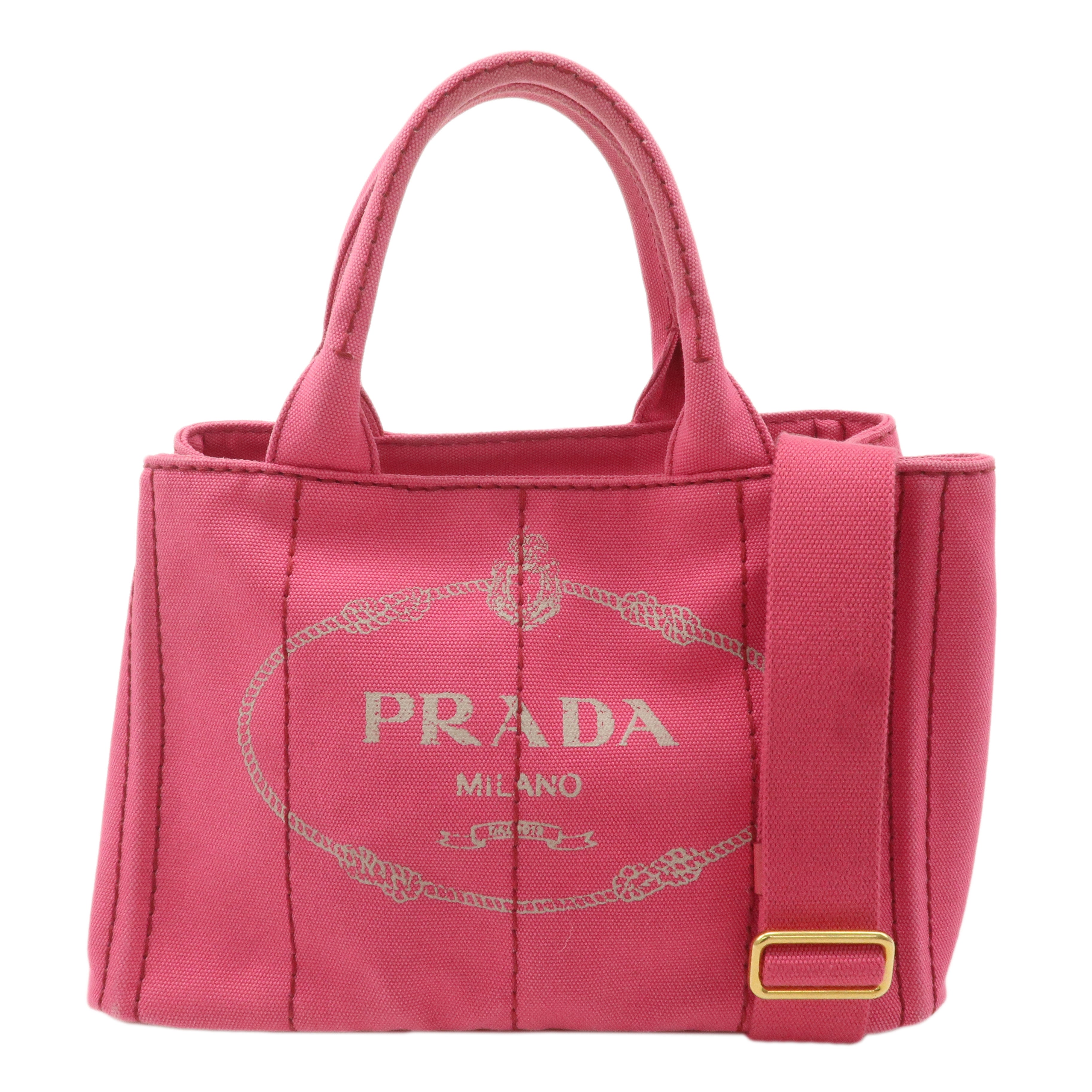 PRADA Canapa Mini Canvas 2Way Bag Hand Bag Pink B2439G