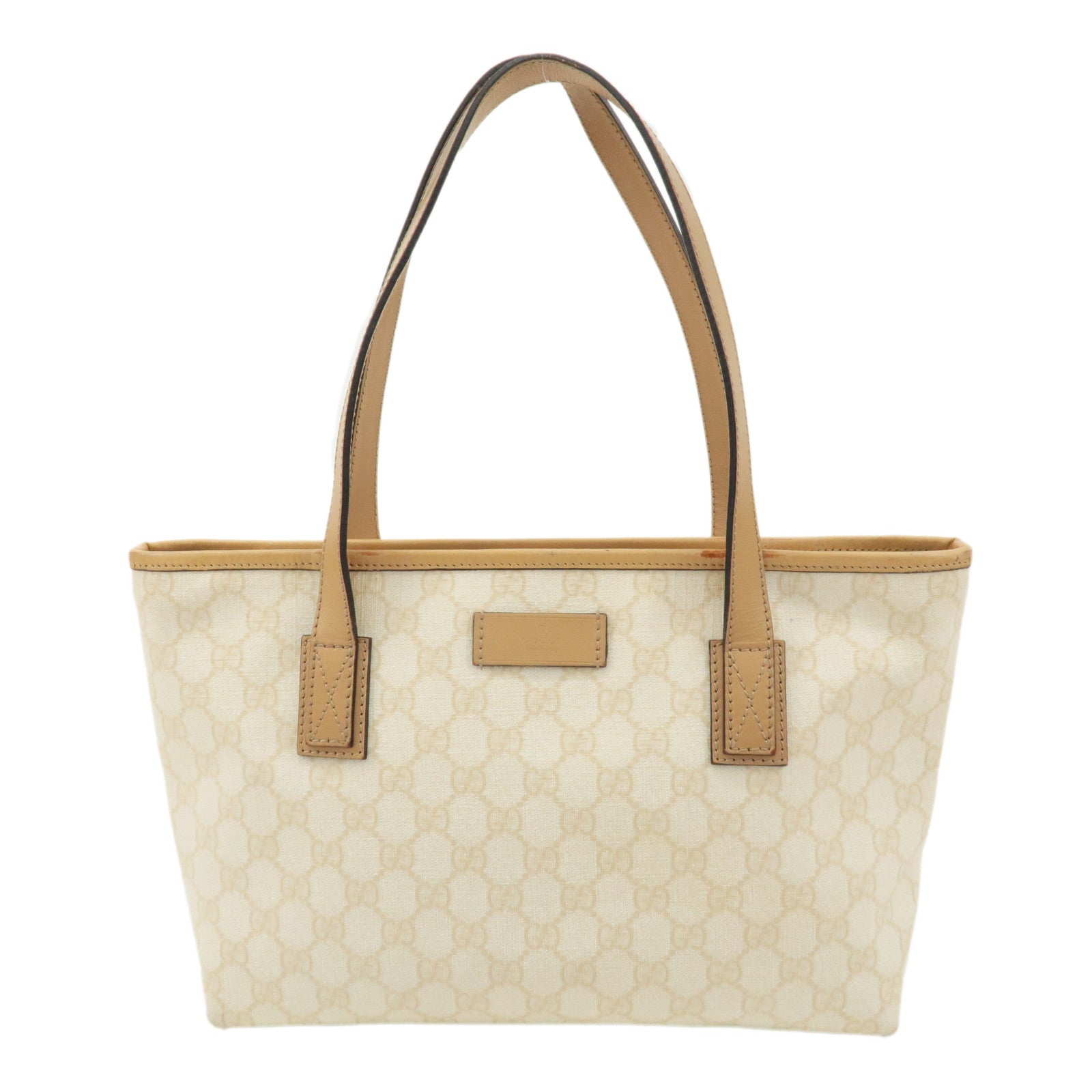 GUCCI GG Supreme Leather Tote Bag Hand Bag Beige Ivory 211138