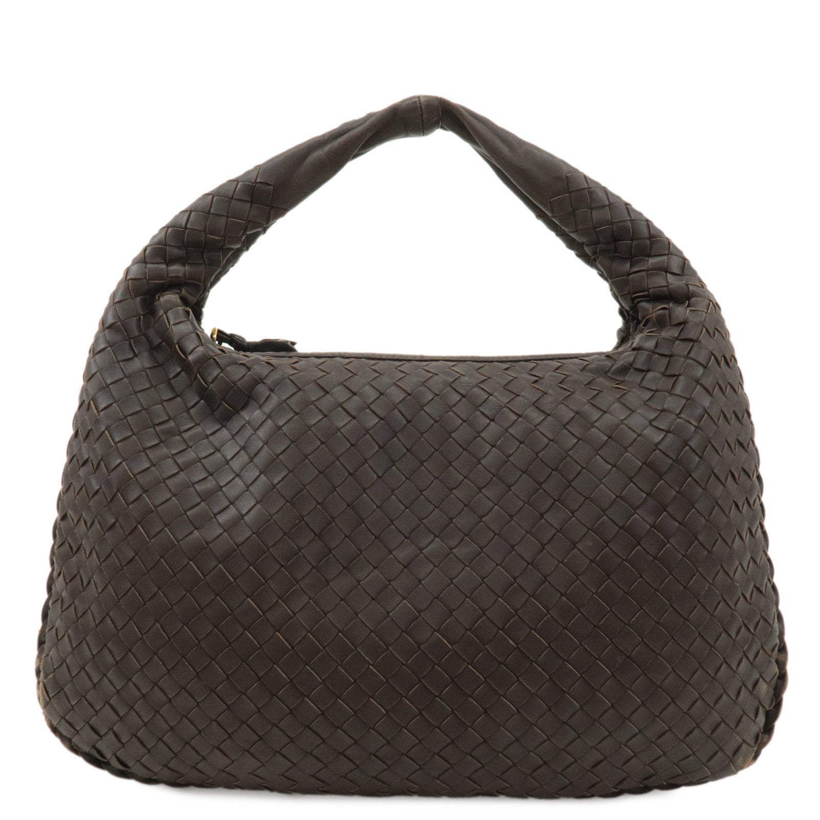 BOTTEGA VENETA Hobo Intrecciato Leather Shoulder Bag Brown 115653