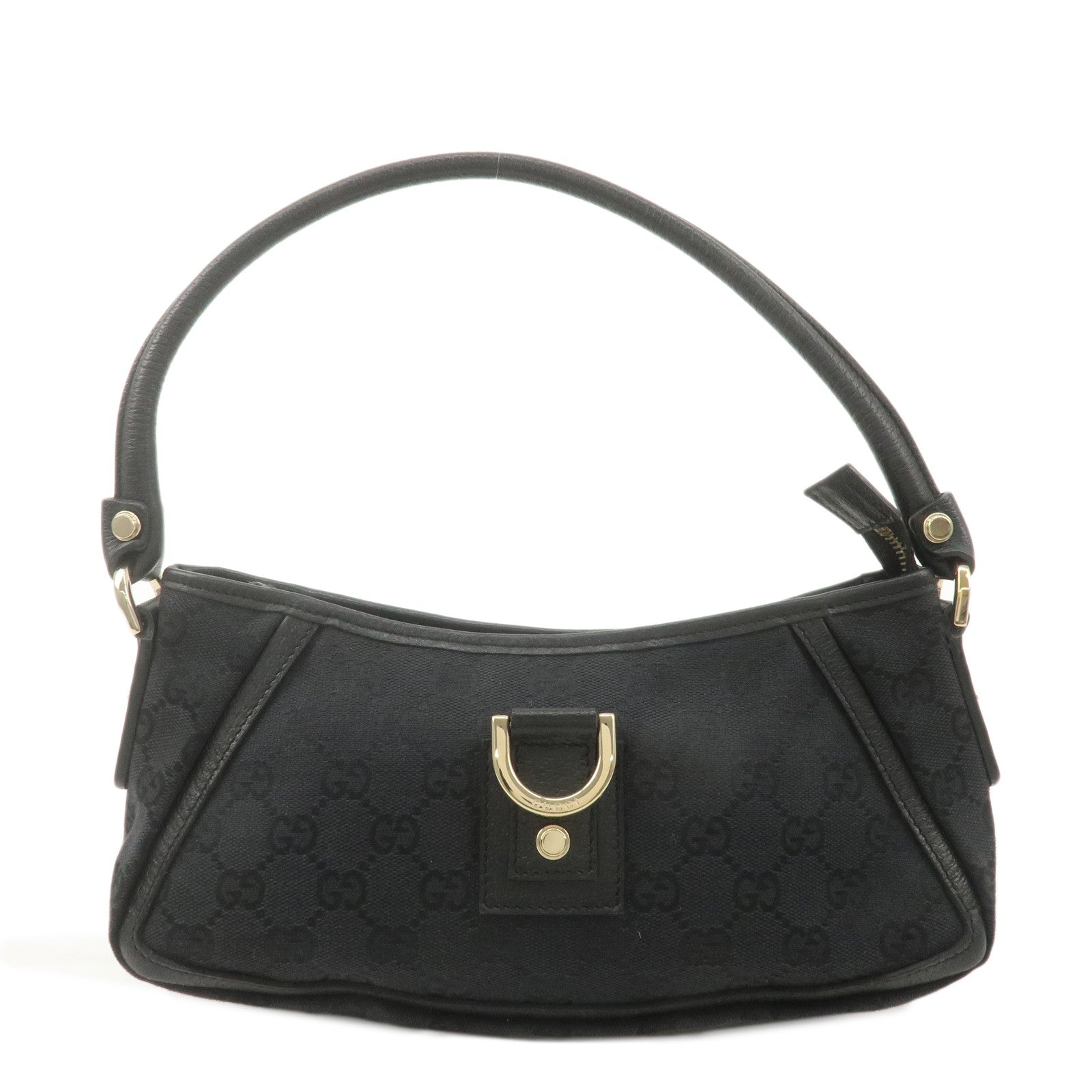 GUCCI-Abbey-GG-Canvas-Leather-Pouch-Shoulder-Bag-Black-130939