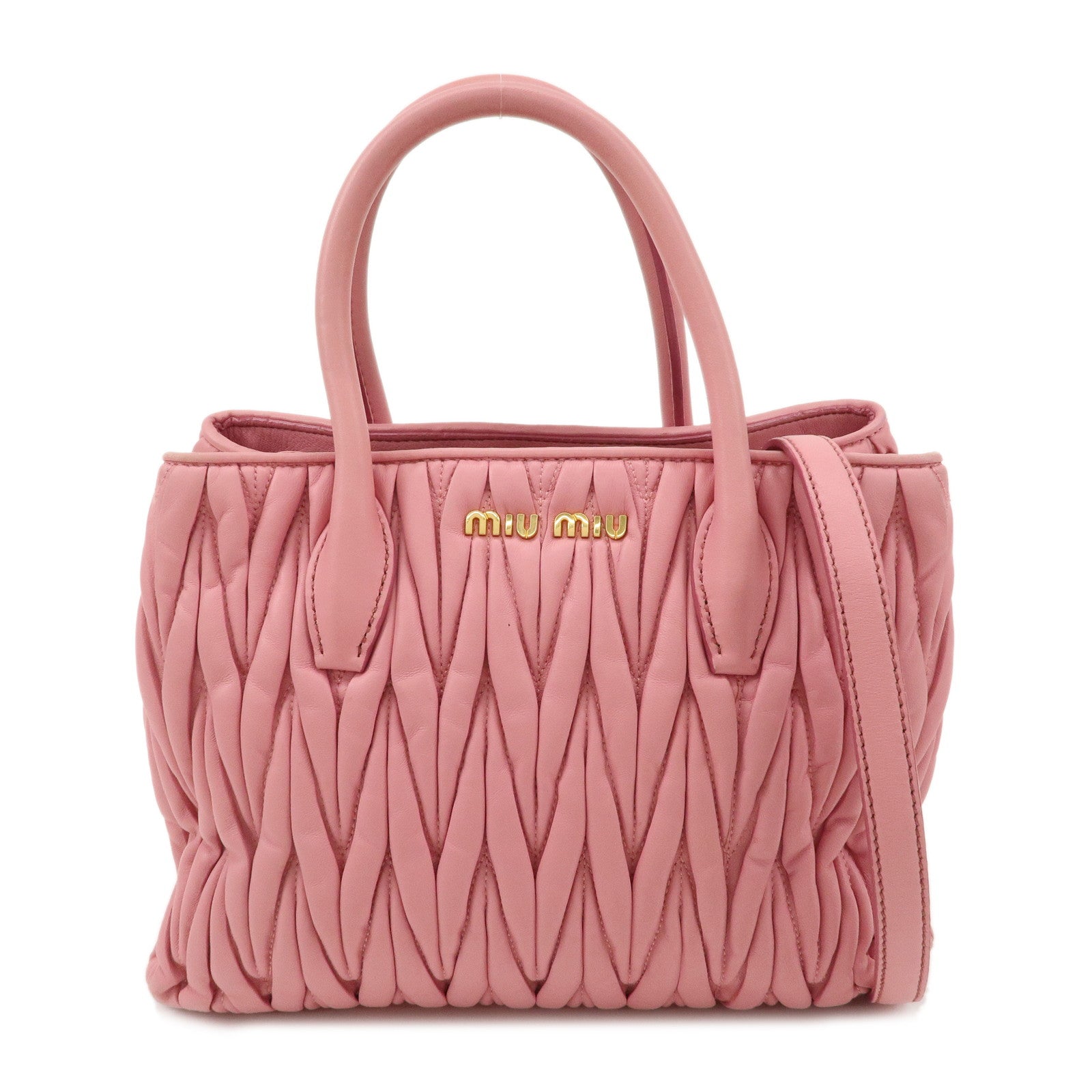 MIU MIU Matelasse Leather 2Way Shoulder Hand Bag Pink RN1069