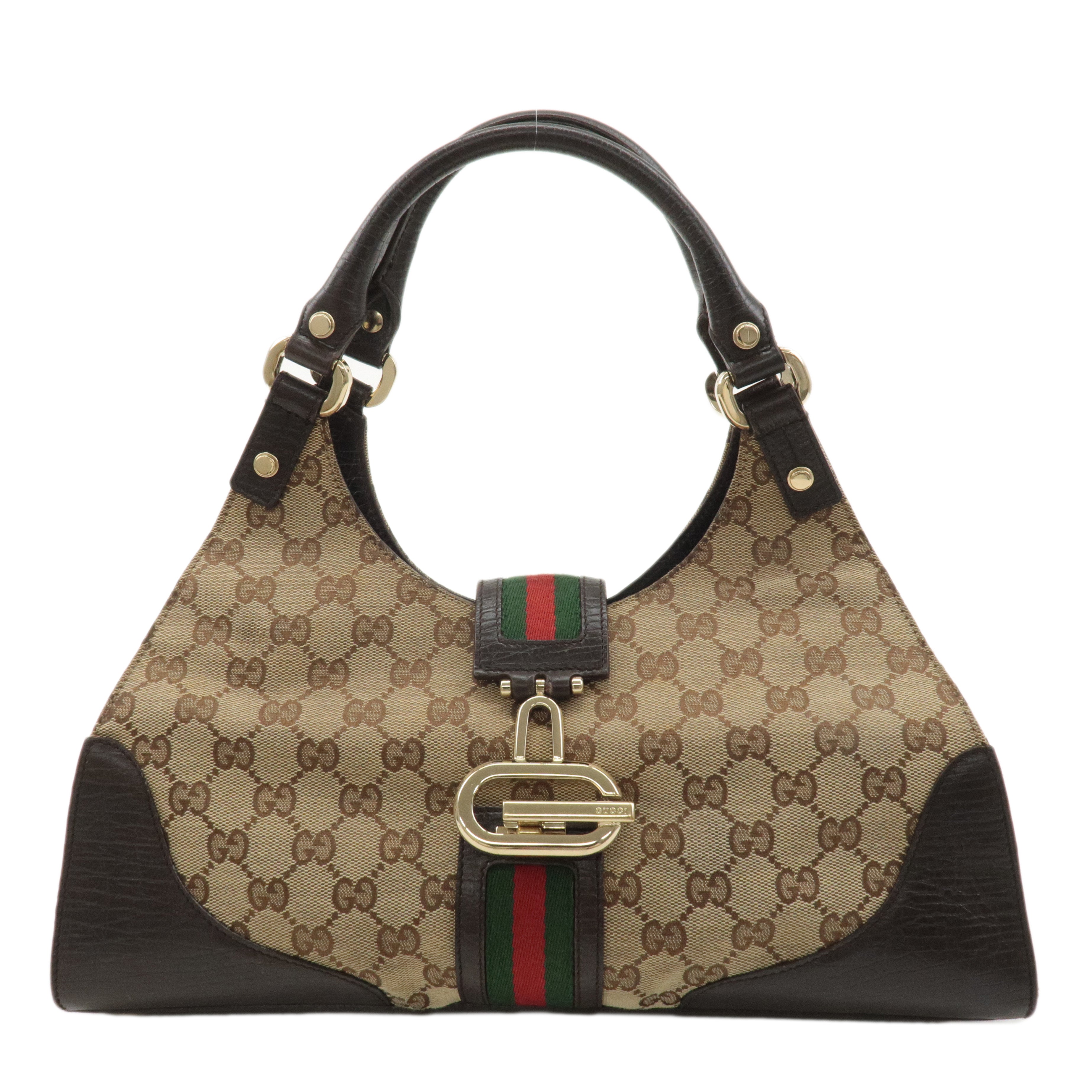 GUCCI Sherry GG Canvas Leather Shoulder Bag Beige Brown 130995