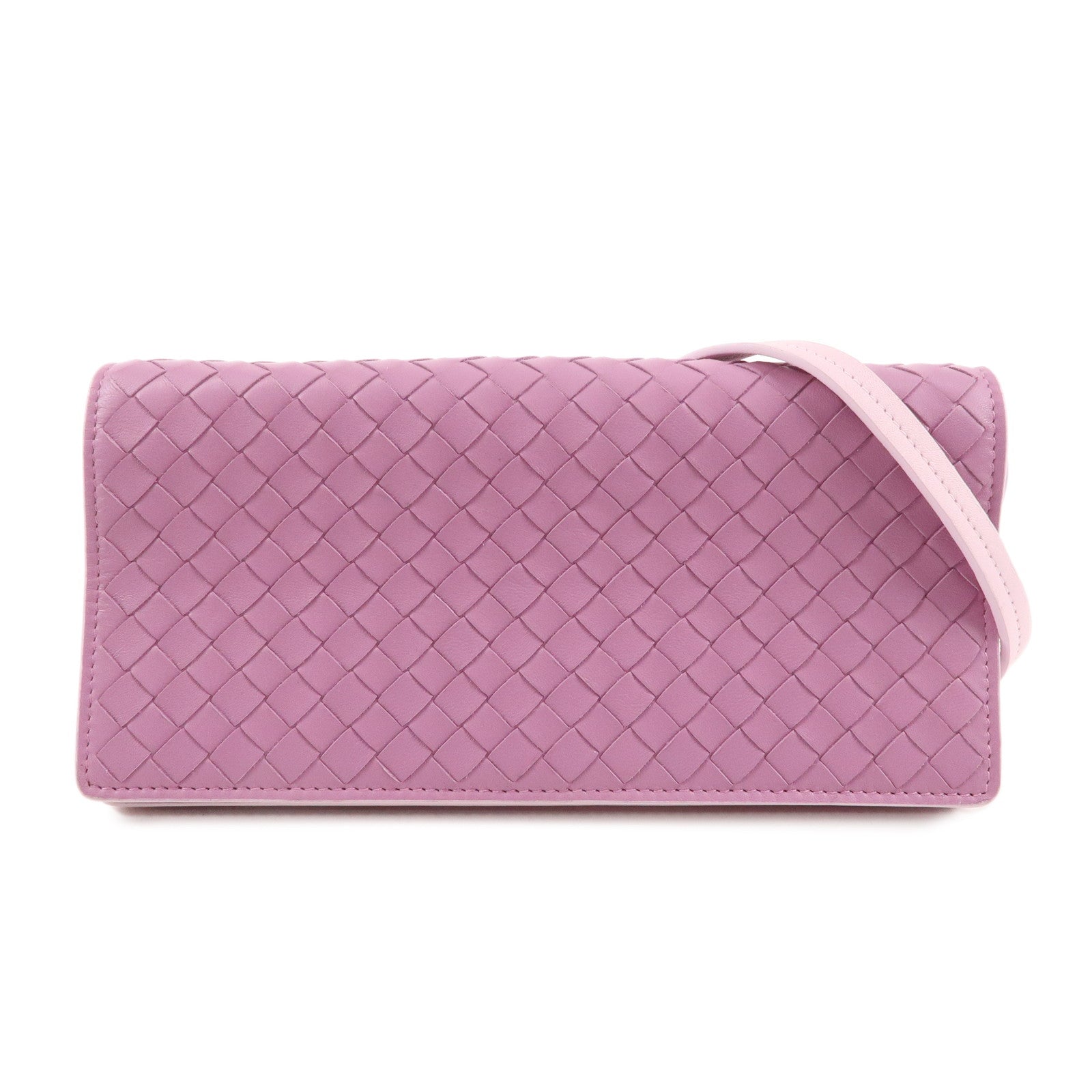 BOTTEGA VENETA Intrecciato Leather Shoulder Wallet Pink