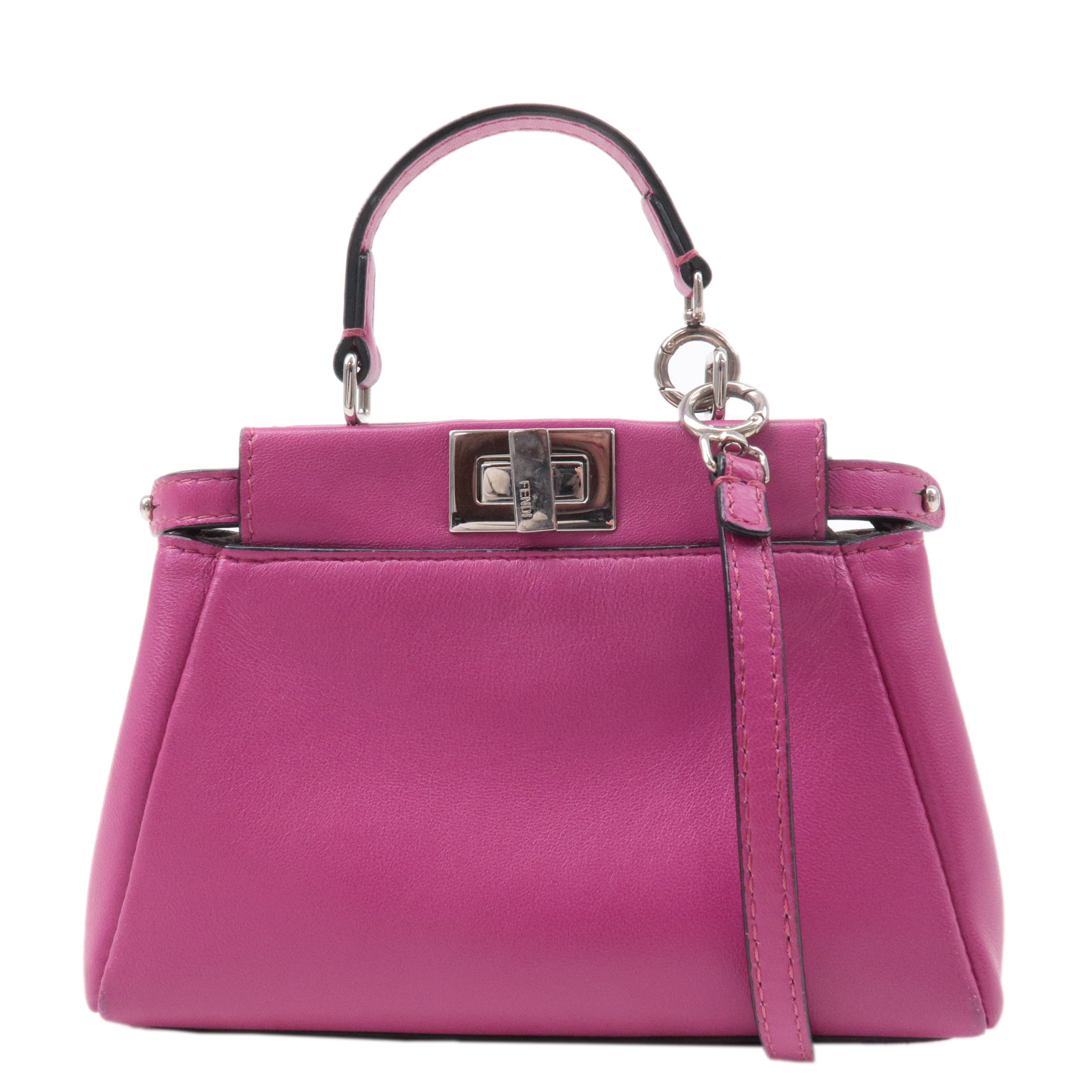 FENDI Leather Micro Peekaboo 2Way Bag Hand Bag Pink 8M0355