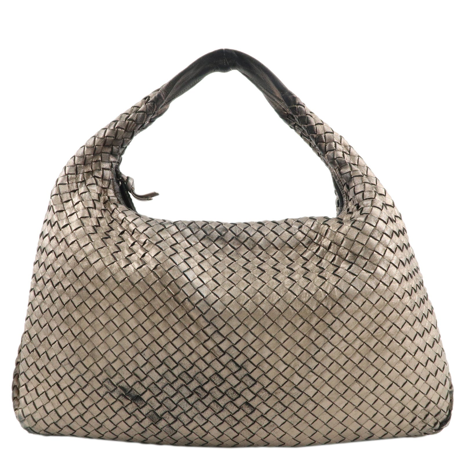 BOTTEGA-VENETA-Intrecciato-Hobo-Leather-Shoulder-Bag-Gold-115654