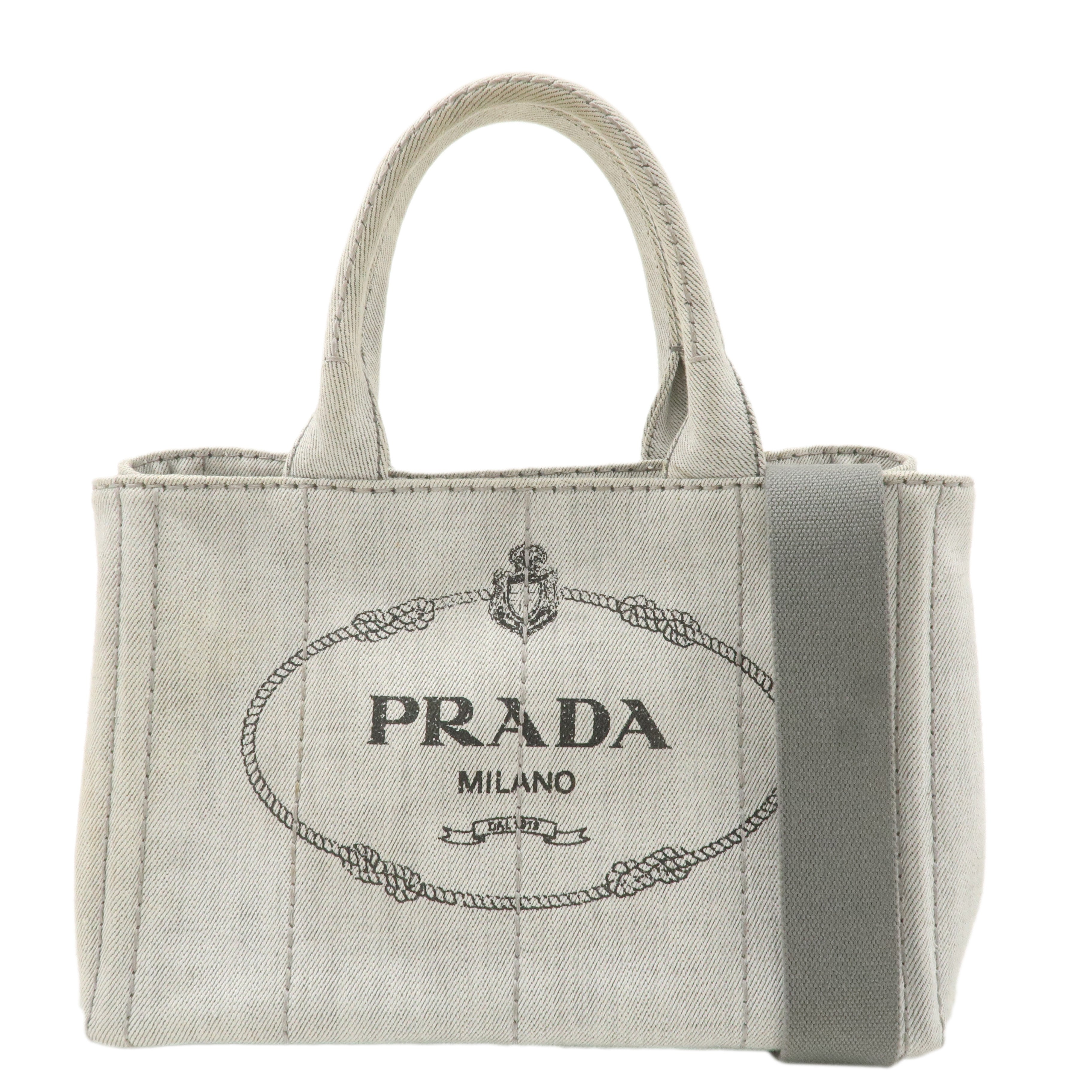 PRADA-Canapa-Mini-Canvas-2Way-Bag-Hand-Bag-Gray-1BG439