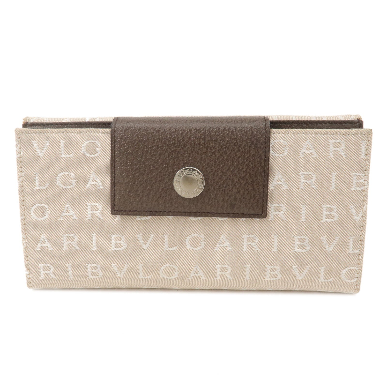 BVLGARI-Logo-Mania-Canvas-Leather-W-Hook-Long-Wallet