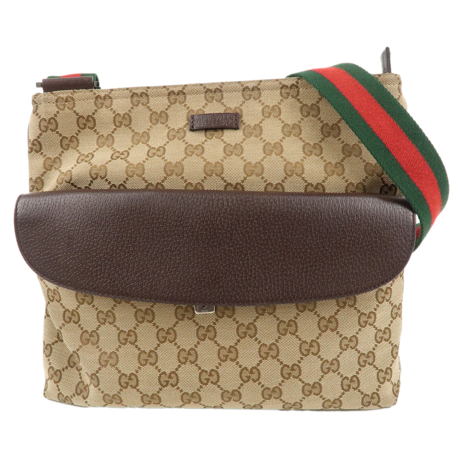 GUCCI-Sherry-GG-Canvas-Leather-Shoulder-Bag-Beige-Brown-256100