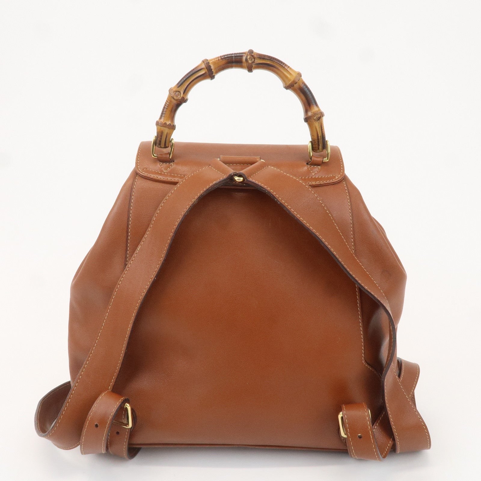 GUCCI Bamboo Leather Back Pack Brown 003.2058.0016