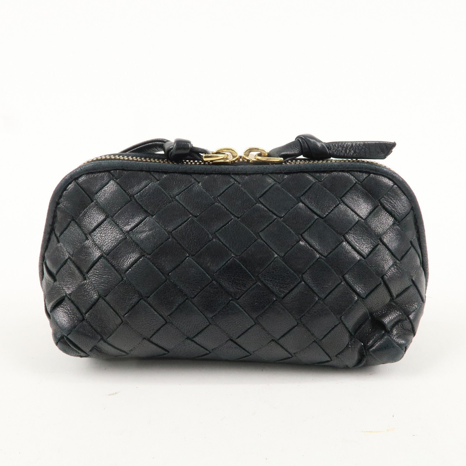 BOTTEGA VENETA Intrecciato Leather Pouch Cosmetic Pouch Black