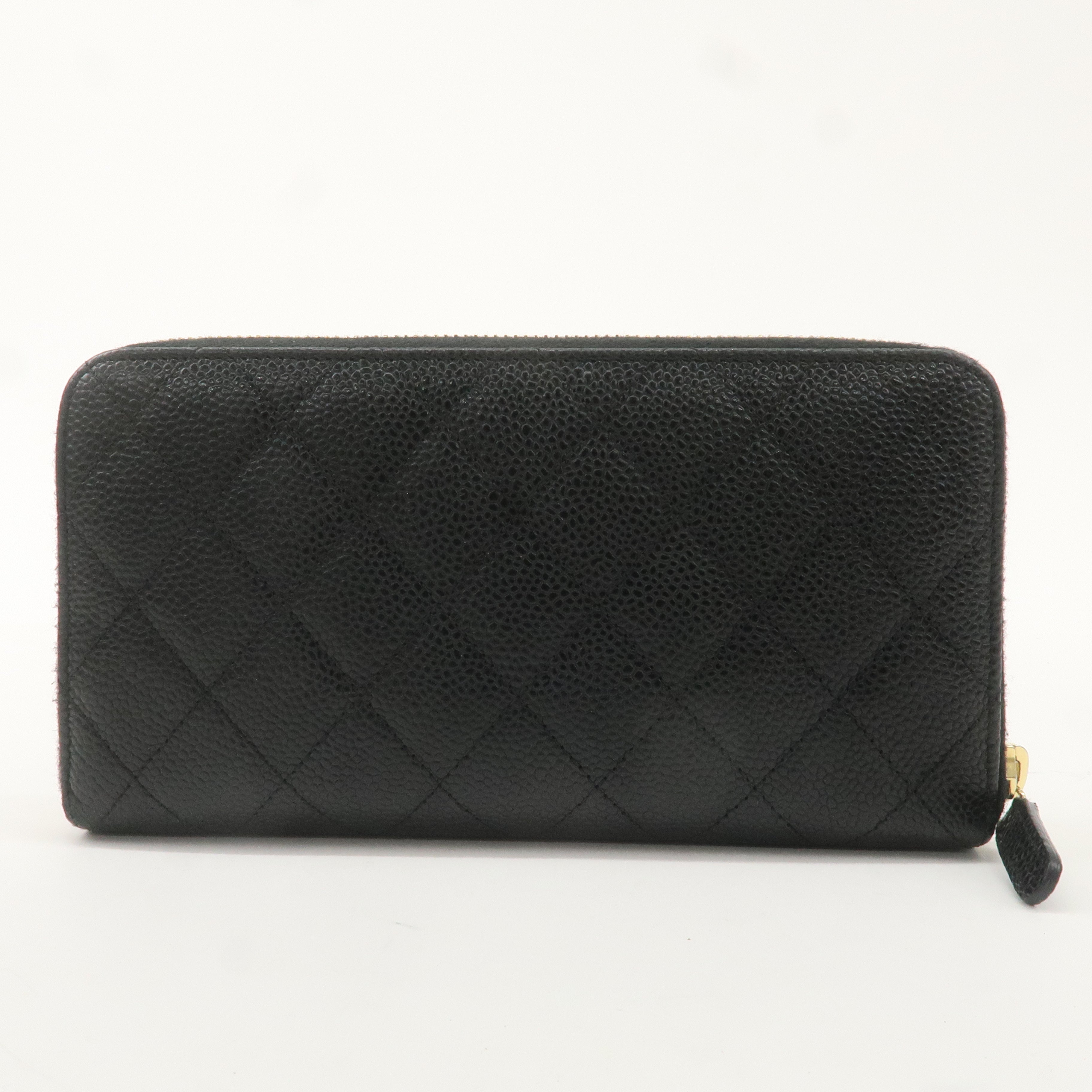 CHANEL Caviar Skin Coco Mark Matelasse Long Wallet Black A50097