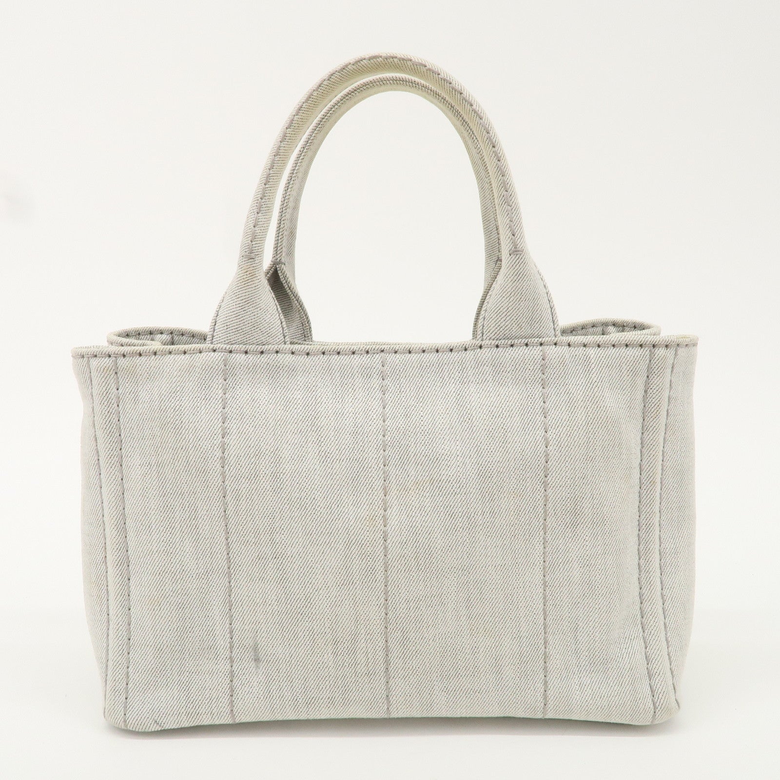 PRADA Logo Canapa Mini Canvas 2Way Tote Bag Hand Bag Gray