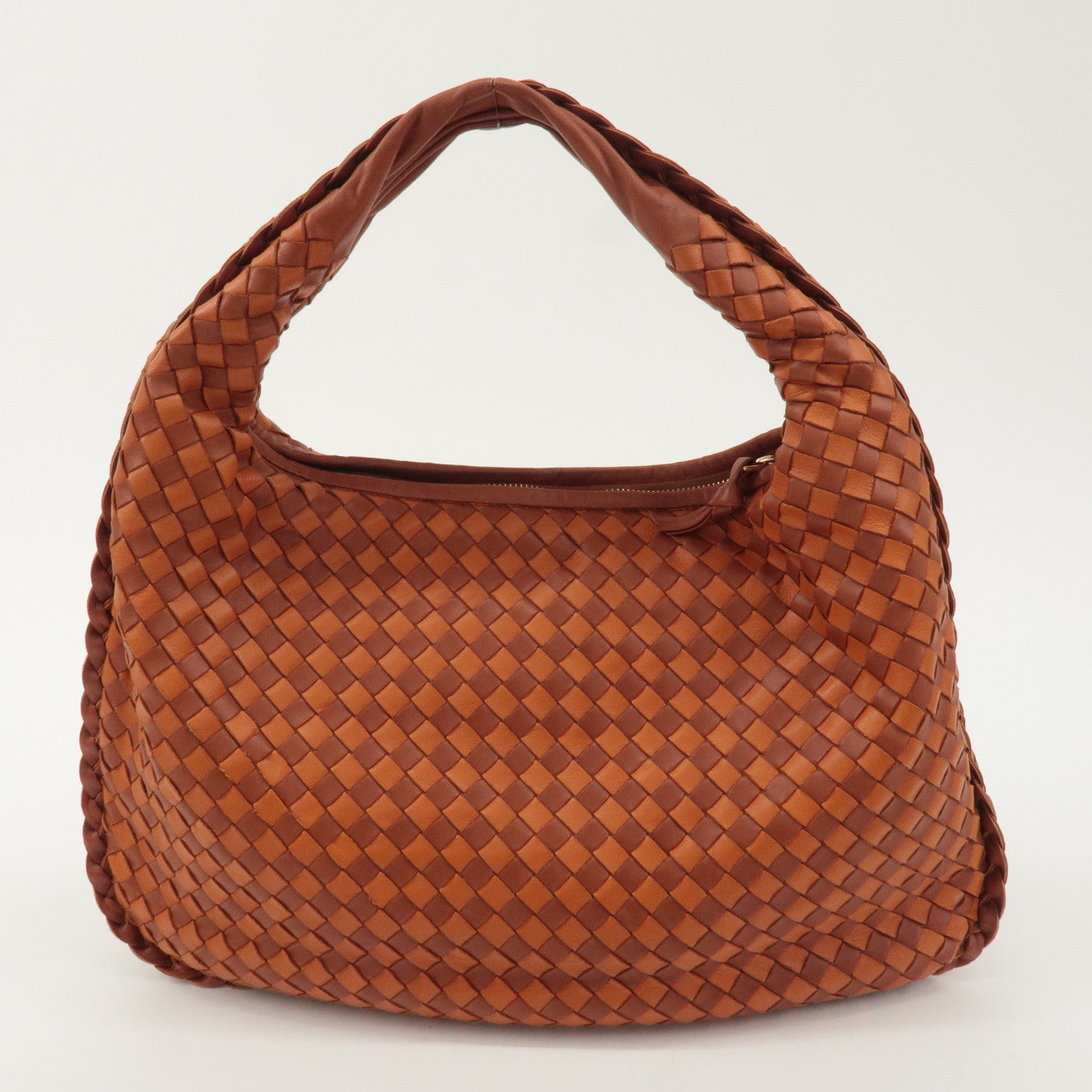 BOTTEGA VENETA Intrecciato Hobo Leather Shoulder Bag Brown 115653Used F/S