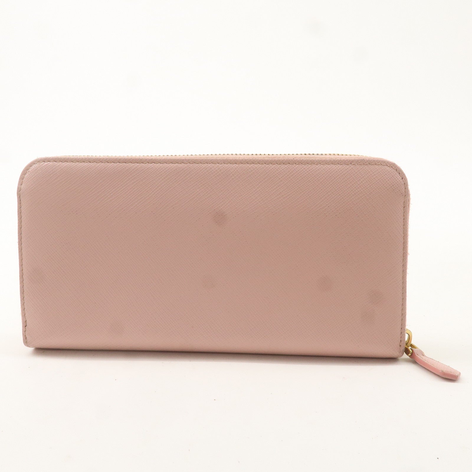 PRADA Logo Leather Round Zipper Long Wallet Pink 1ML506