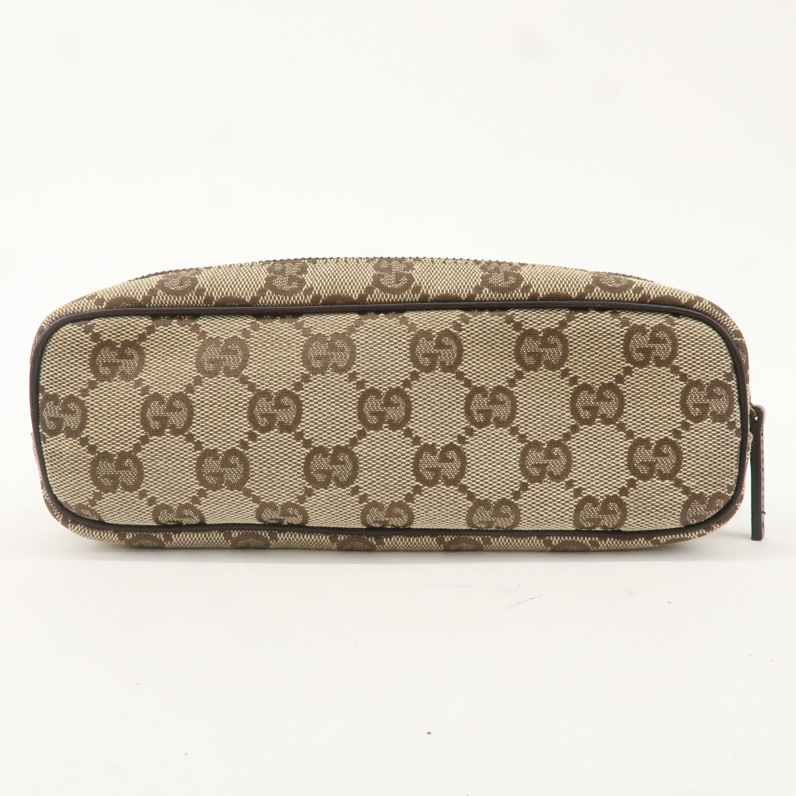 GUCCI GG Canvas Leather Pouch Beige Brown 106648 Used F/