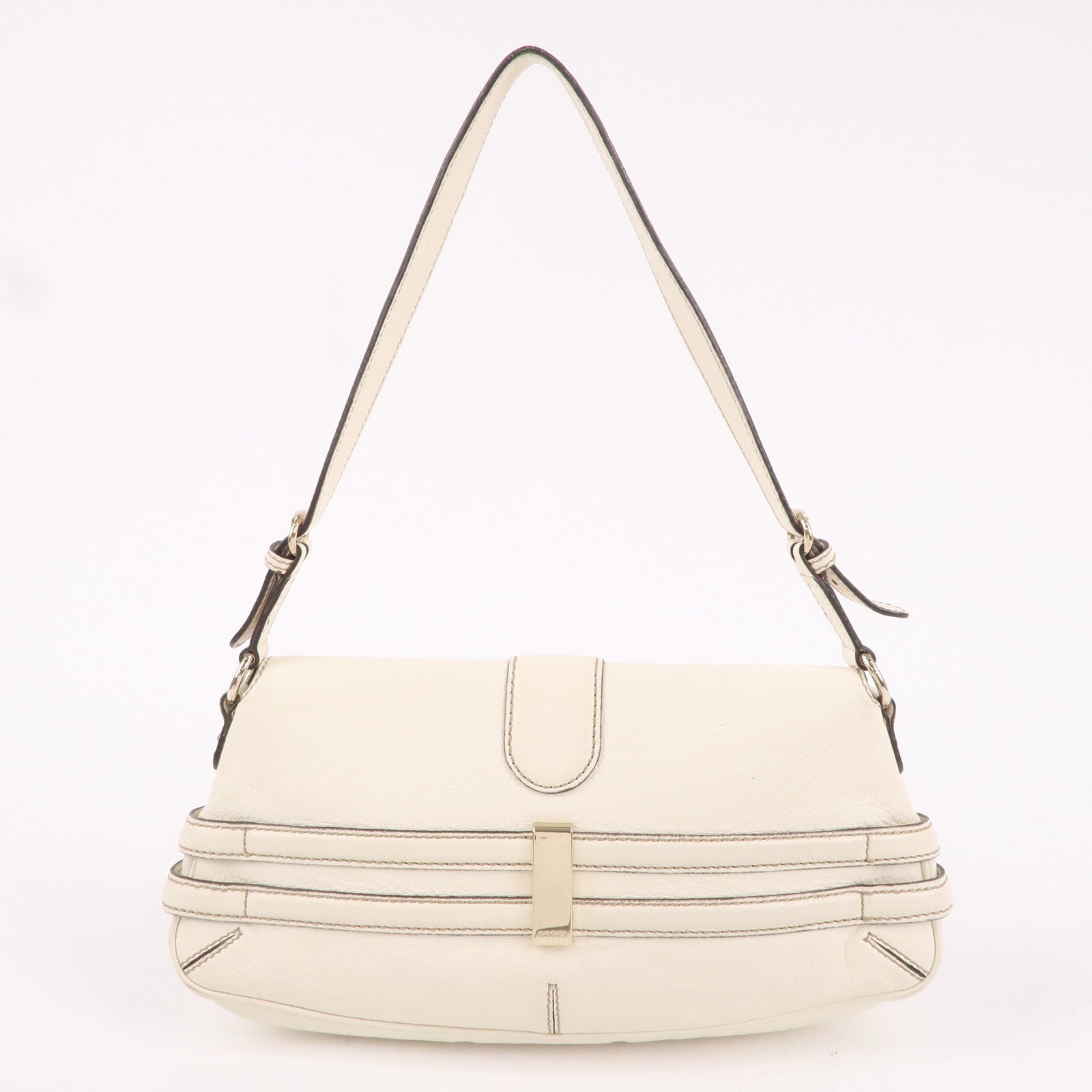 GUCCI Horsebit GG Leather Shoulder Bag Hand Bag White 159402