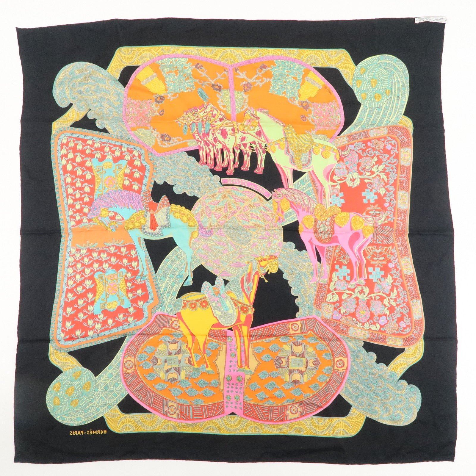 HERMES Carre 90 Silk 100% Scarf Art des STEPPES Step Art Print