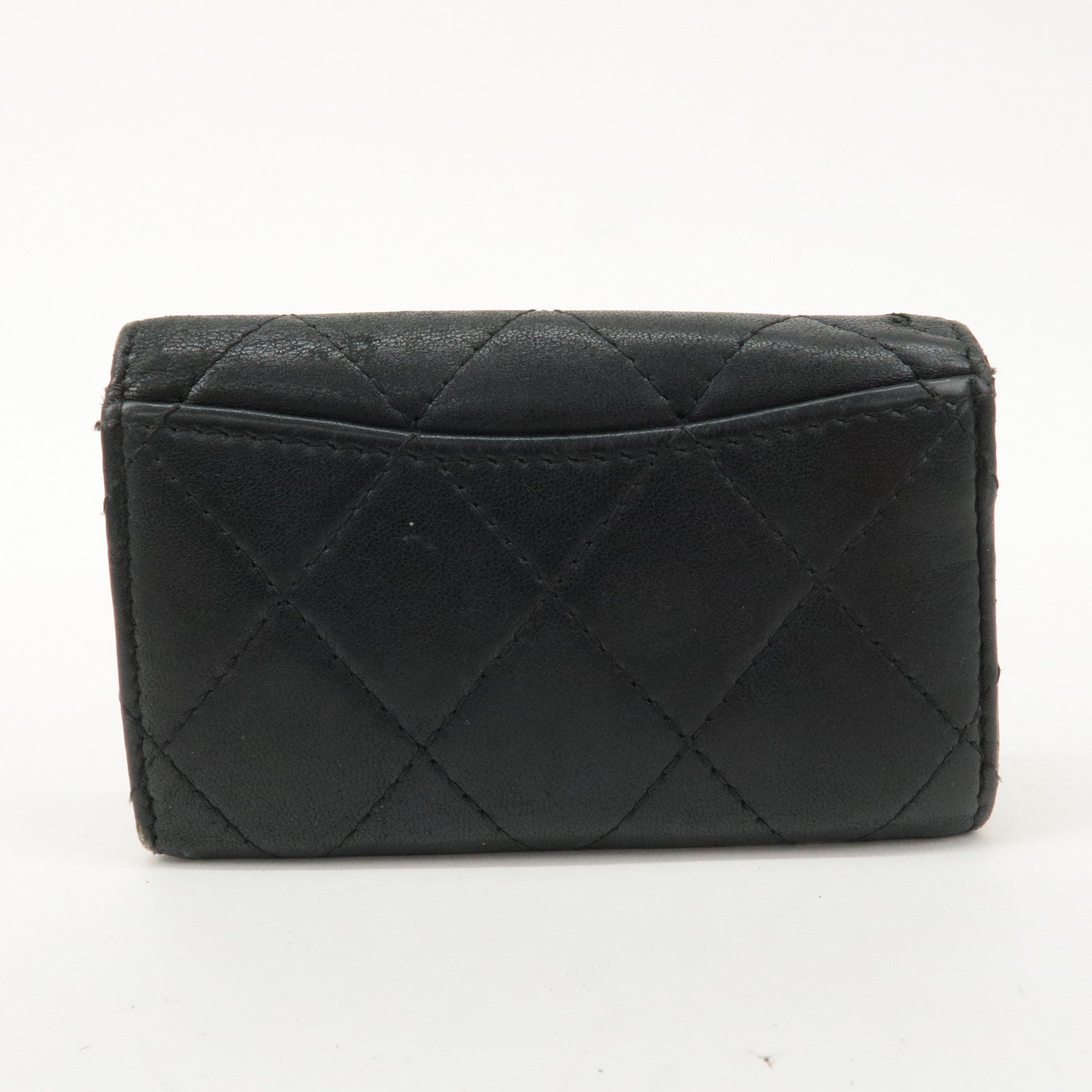 CHANEL Matelasse Lamb Skin 6 Rings Key Case Black A31503