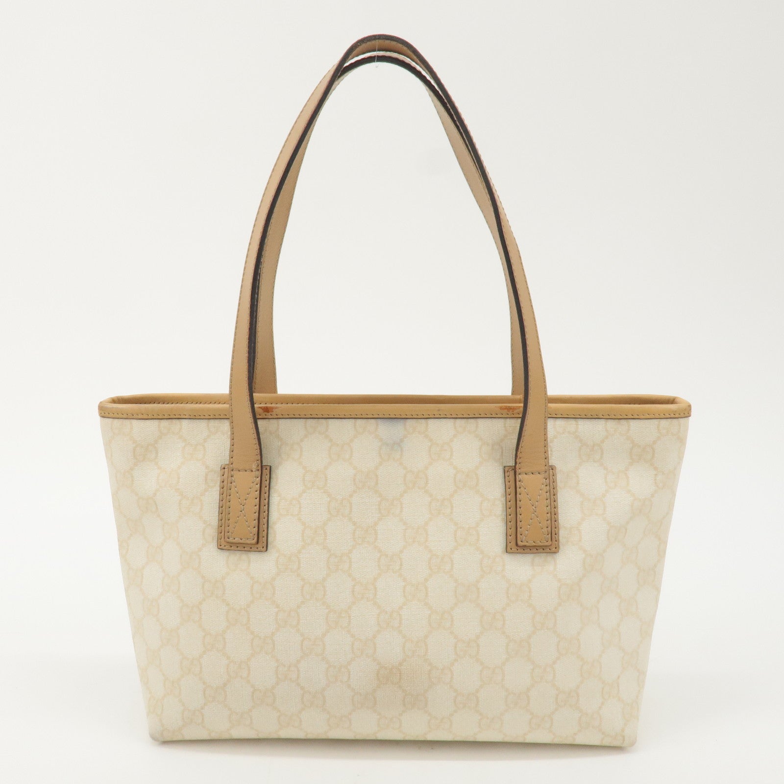 GUCCI GG Supreme Leather Tote Bag Hand Bag Beige Ivory 211138