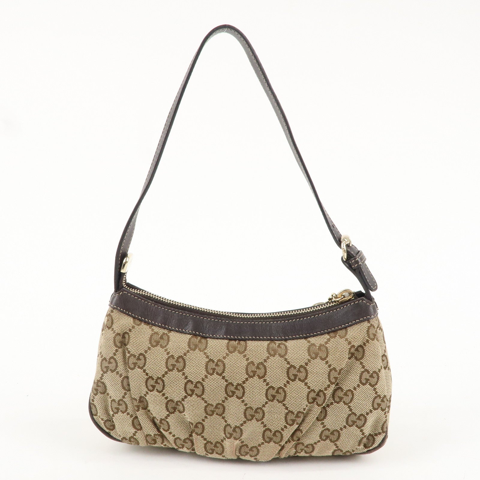 GUCCI Lovely GG Canvas Leather Hand Bag Beige Brown 245938