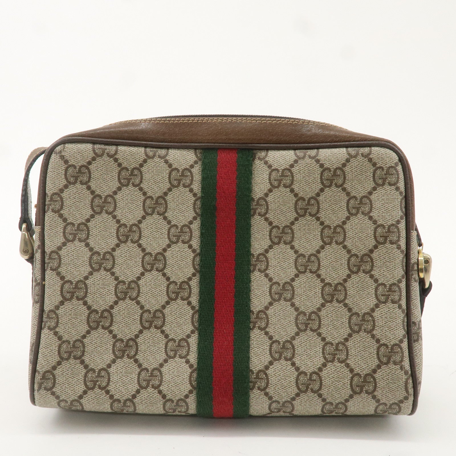 GUCCI Old Gucci Sherry GG Plus Leather Shoulder Bag Beige 010.378