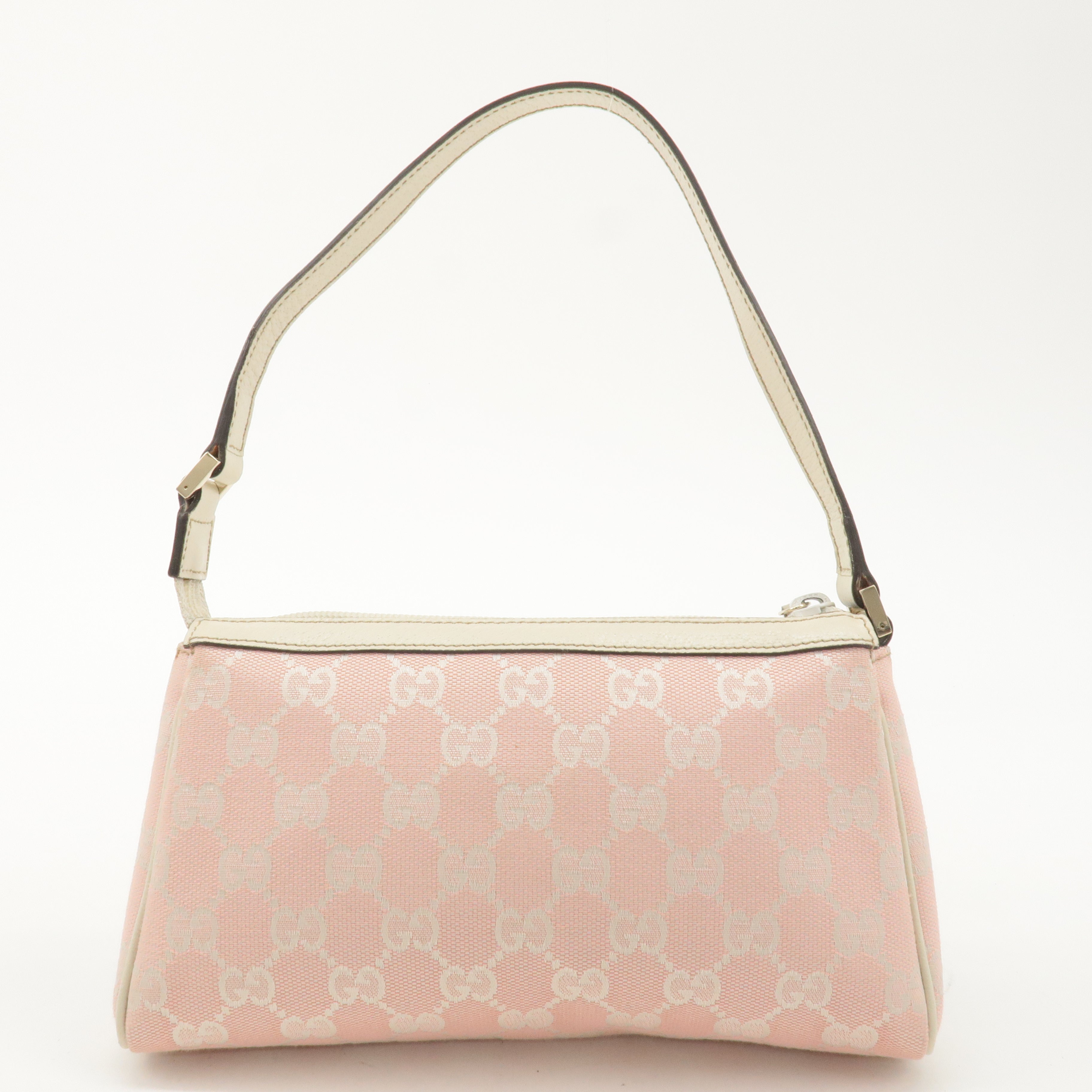 GUCCI Abbey GG Canvas Hand Bag Pouch Beige Pink 145750