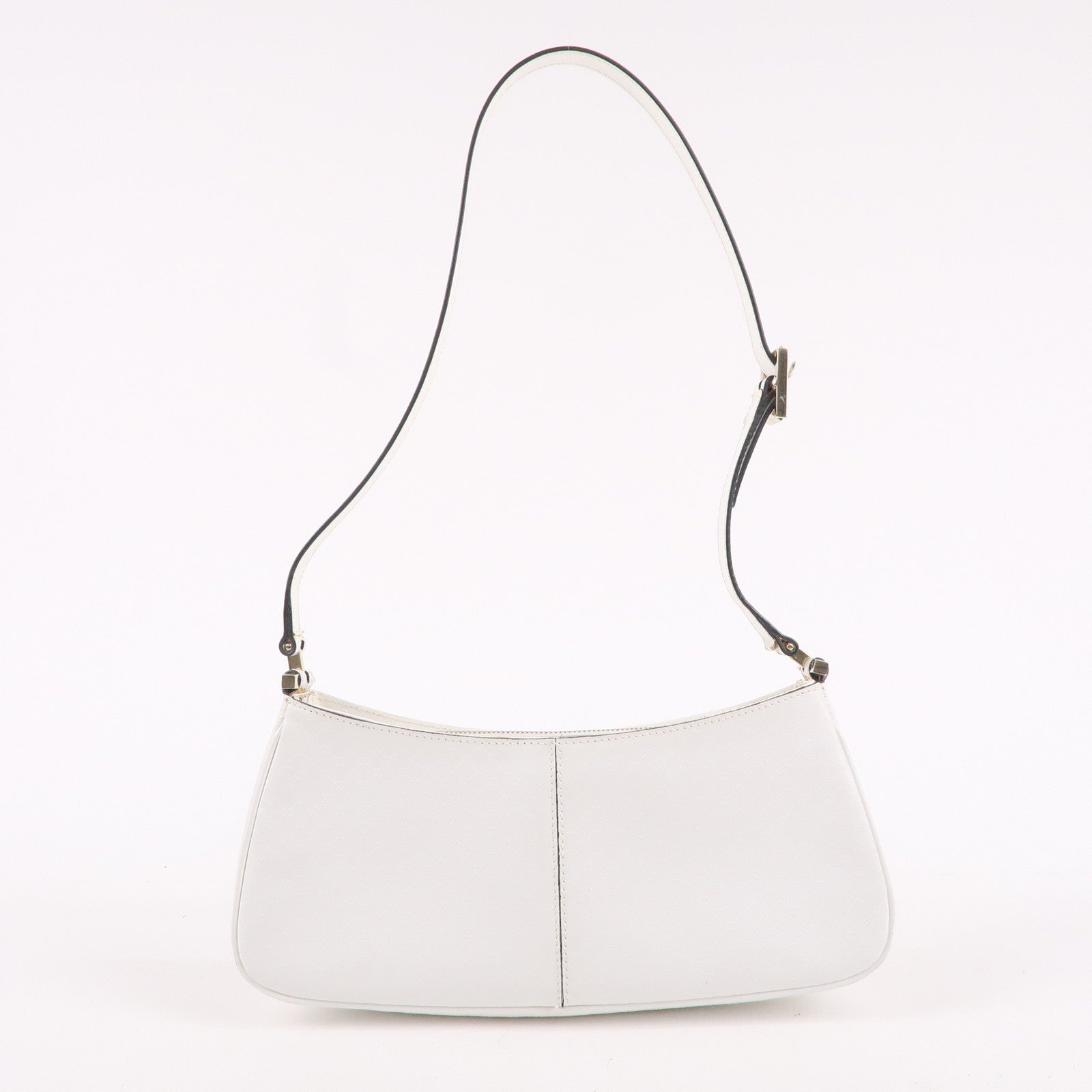 GUCCI Leather Microgucci Pattern Shoulder Bag WHite 001・4152